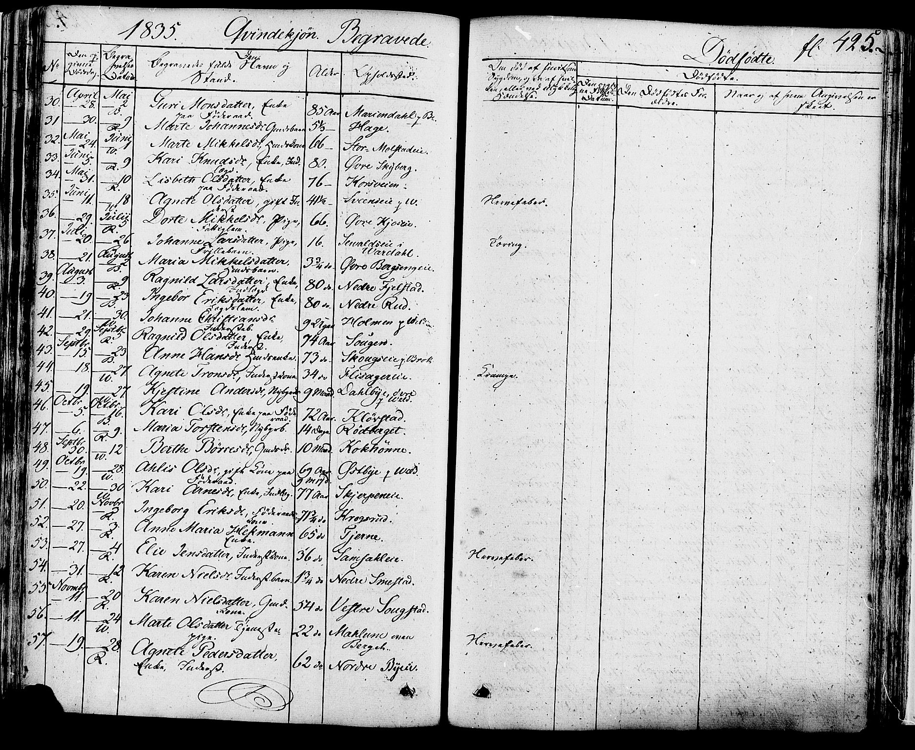 Ringsaker prestekontor, SAH/PREST-014/K/Ka/L0007: Parish register (official) no. 7B, 1826-1837, p. 425