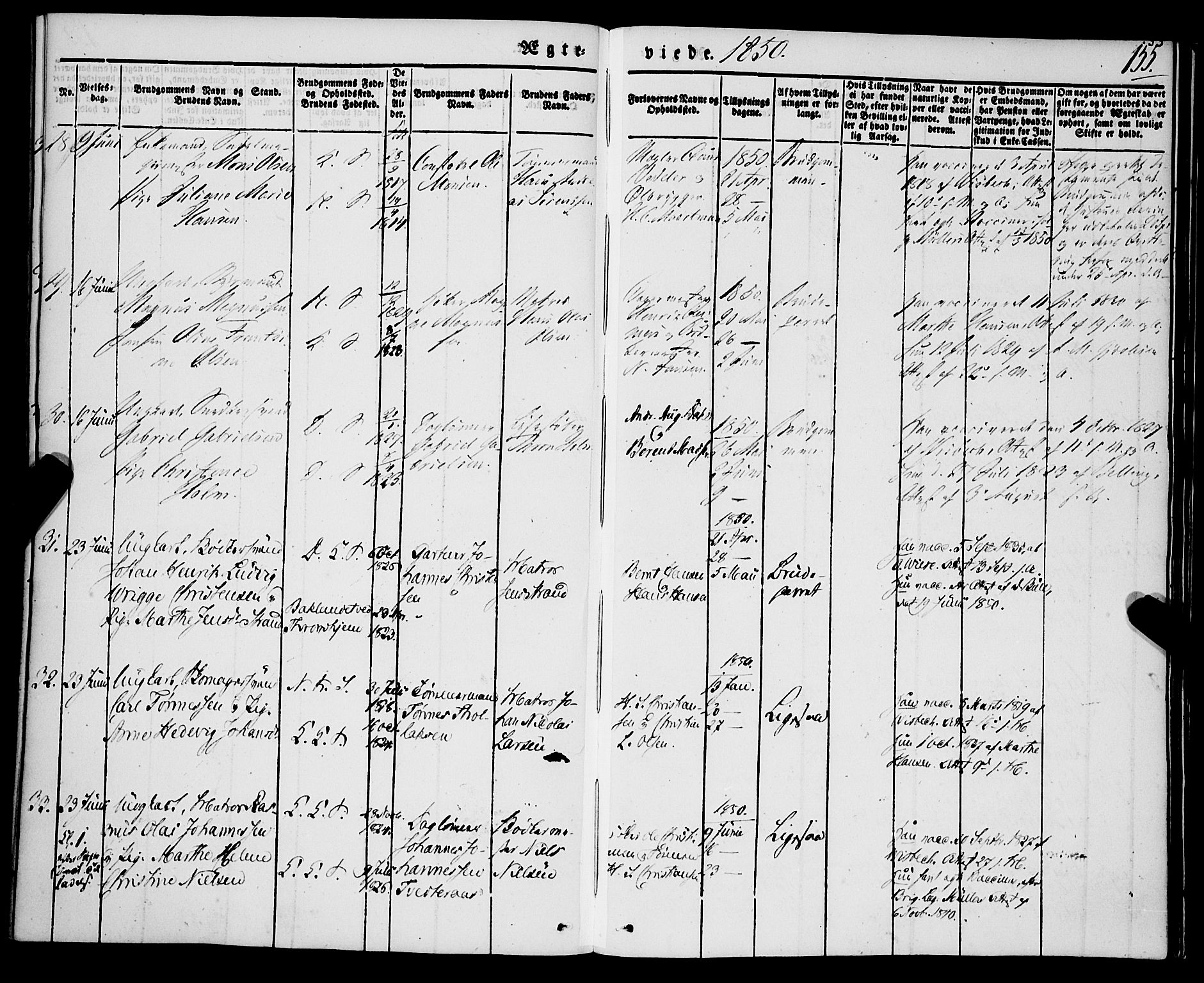 Korskirken sokneprestembete, AV/SAB-A-76101/H/Haa/L0034: Parish register (official) no. D 1, 1832-1852, p. 155