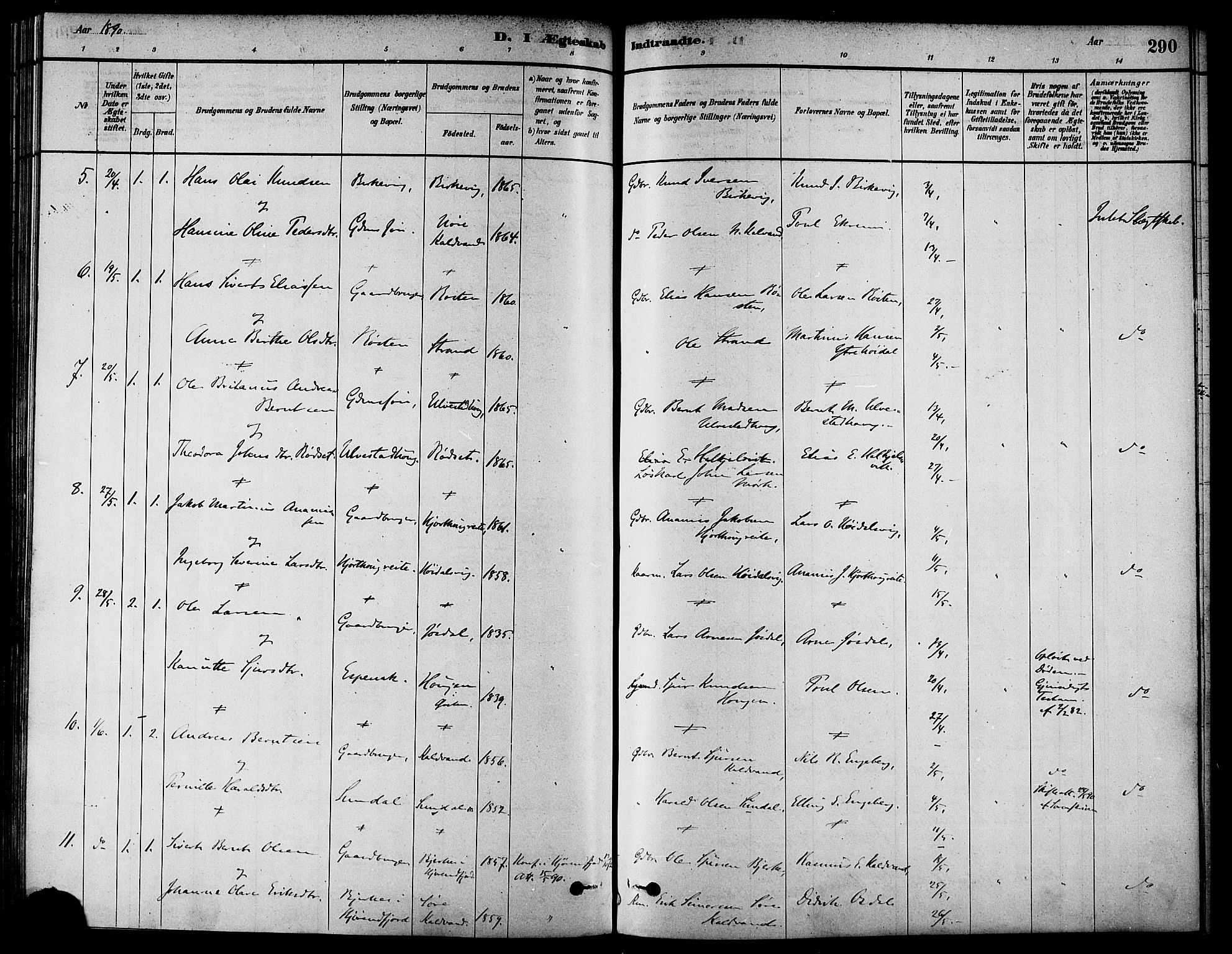 Ministerialprotokoller, klokkerbøker og fødselsregistre - Møre og Romsdal, AV/SAT-A-1454/511/L0141: Parish register (official) no. 511A08, 1878-1890, p. 290