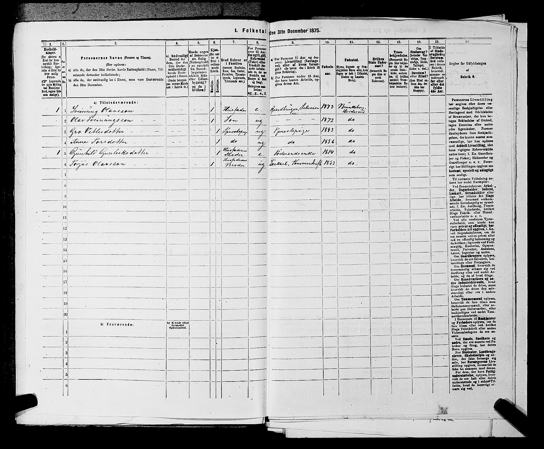 SAKO, 1875 census for 0829P Kviteseid, 1875, p. 570