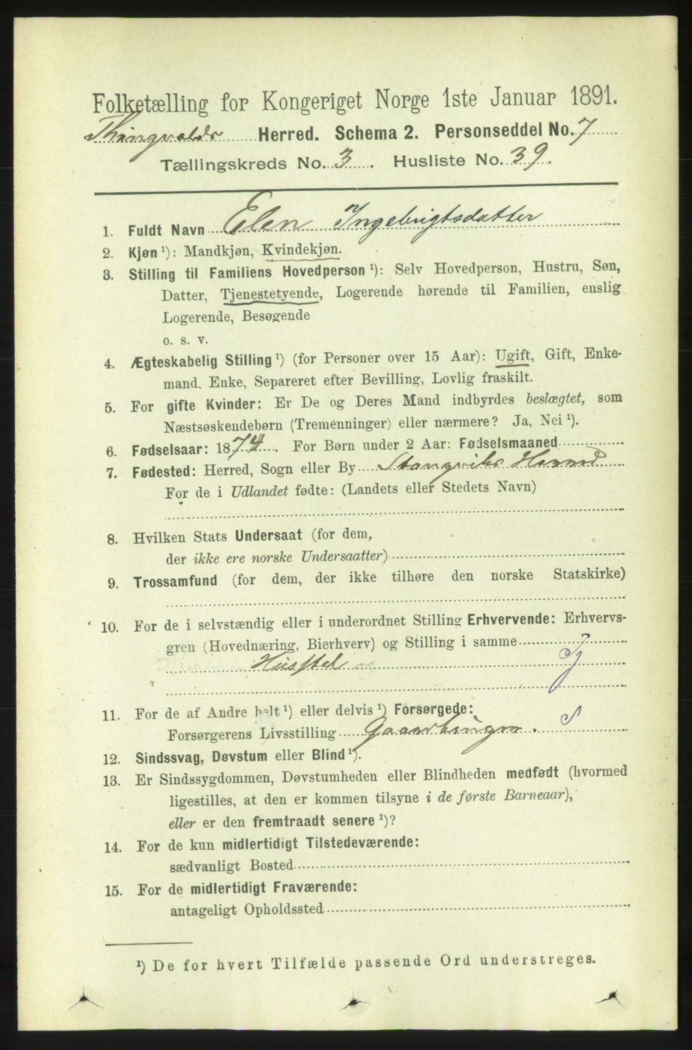 RA, 1891 census for 1560 Tingvoll, 1891, p. 1275