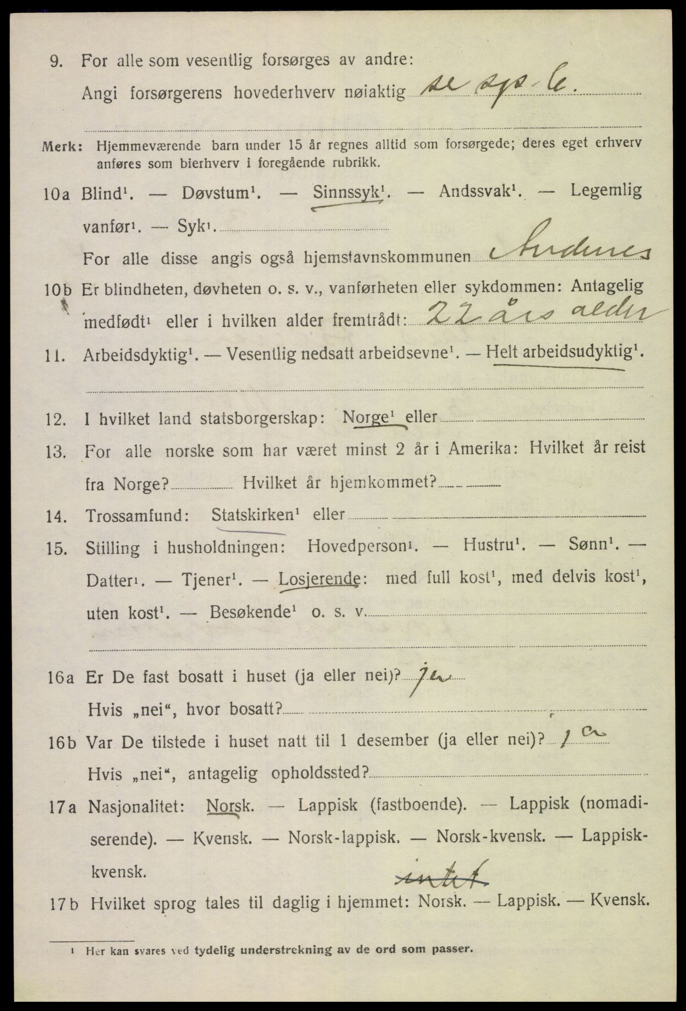 SAT, 1920 census for Dverberg, 1920, p. 5841