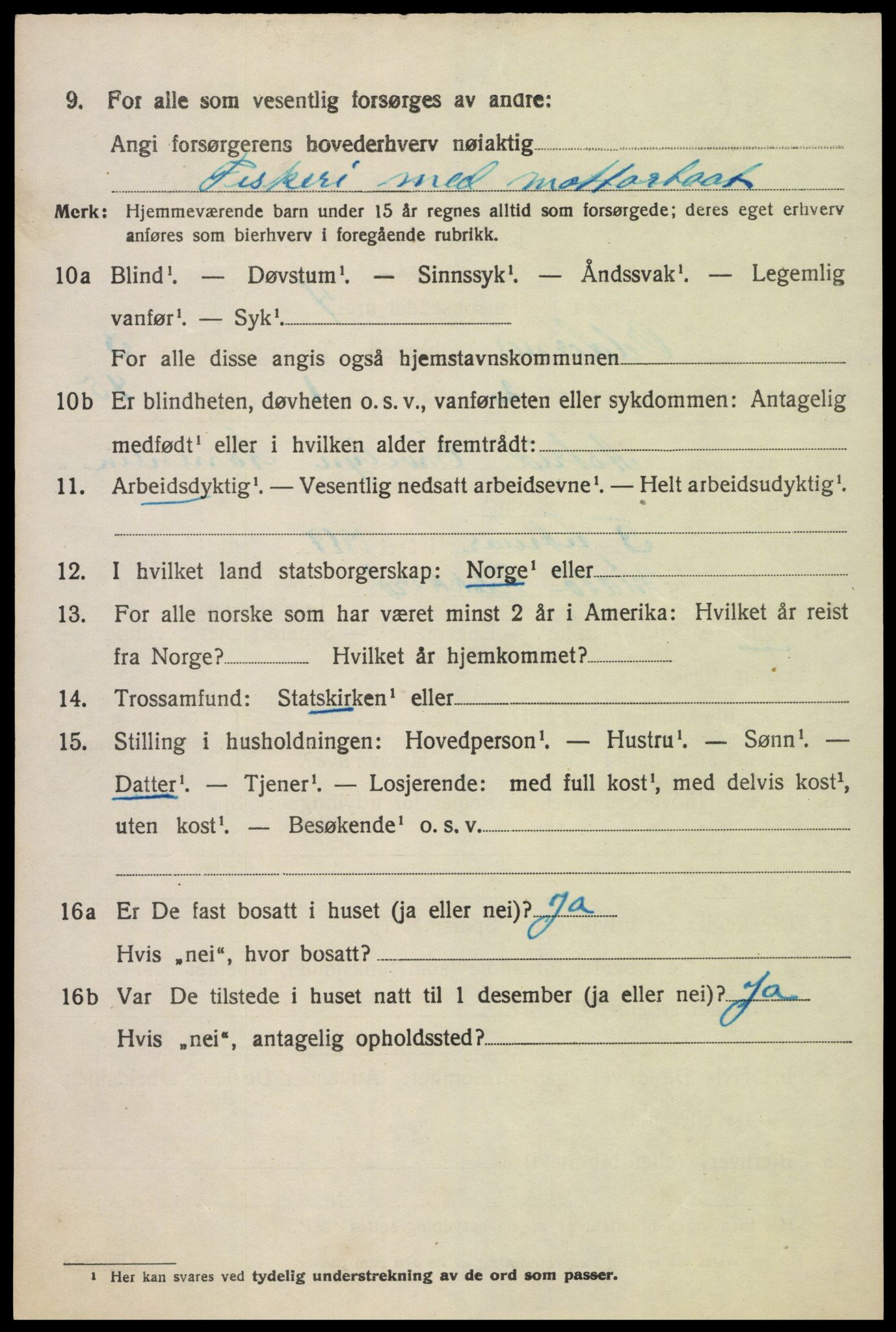 SAK, 1920 census for Oddernes, 1920, p. 3362