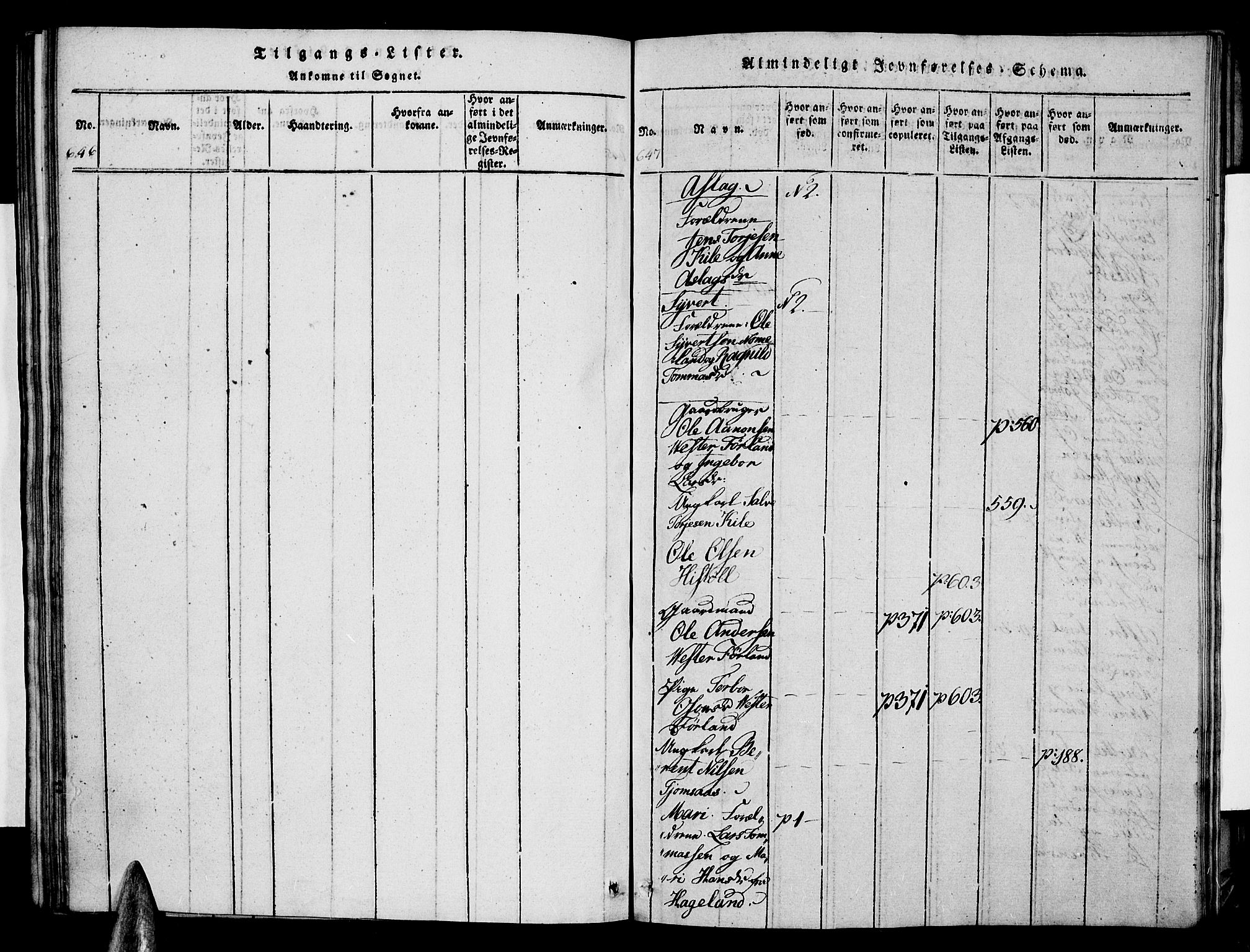 Vennesla sokneprestkontor, AV/SAK-1111-0045/Fa/Faa/L0003: Parish register (official) no. A 3, 1820-1834, p. 646-647