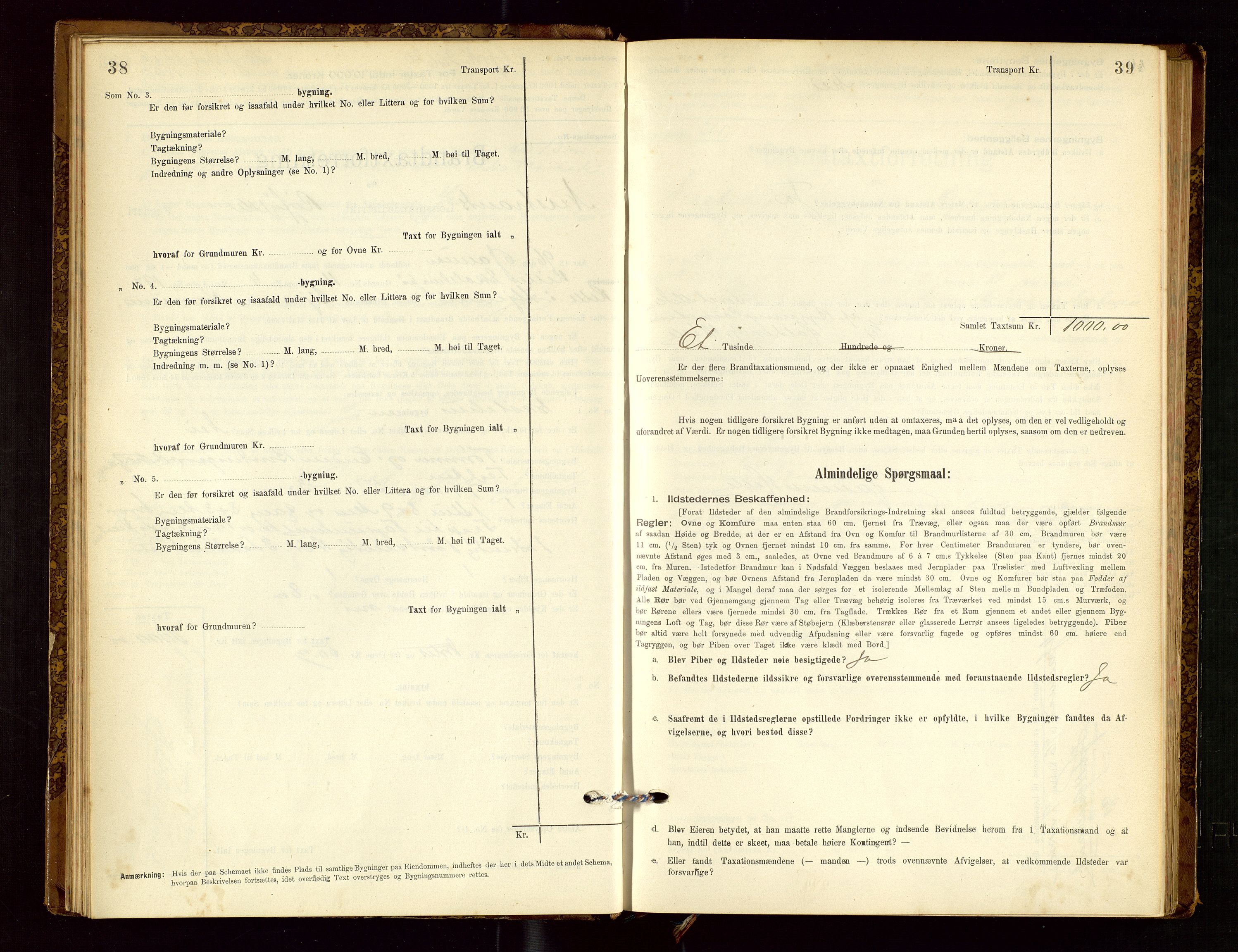 Nedstrand lensmannskontor, AV/SAST-A-100236/Gob/L0001: "Brandtaxationsprotokol for Nerstrand Lensmandsdistrikt Ryfylke fogderi", 1895-1915, p. 38-39