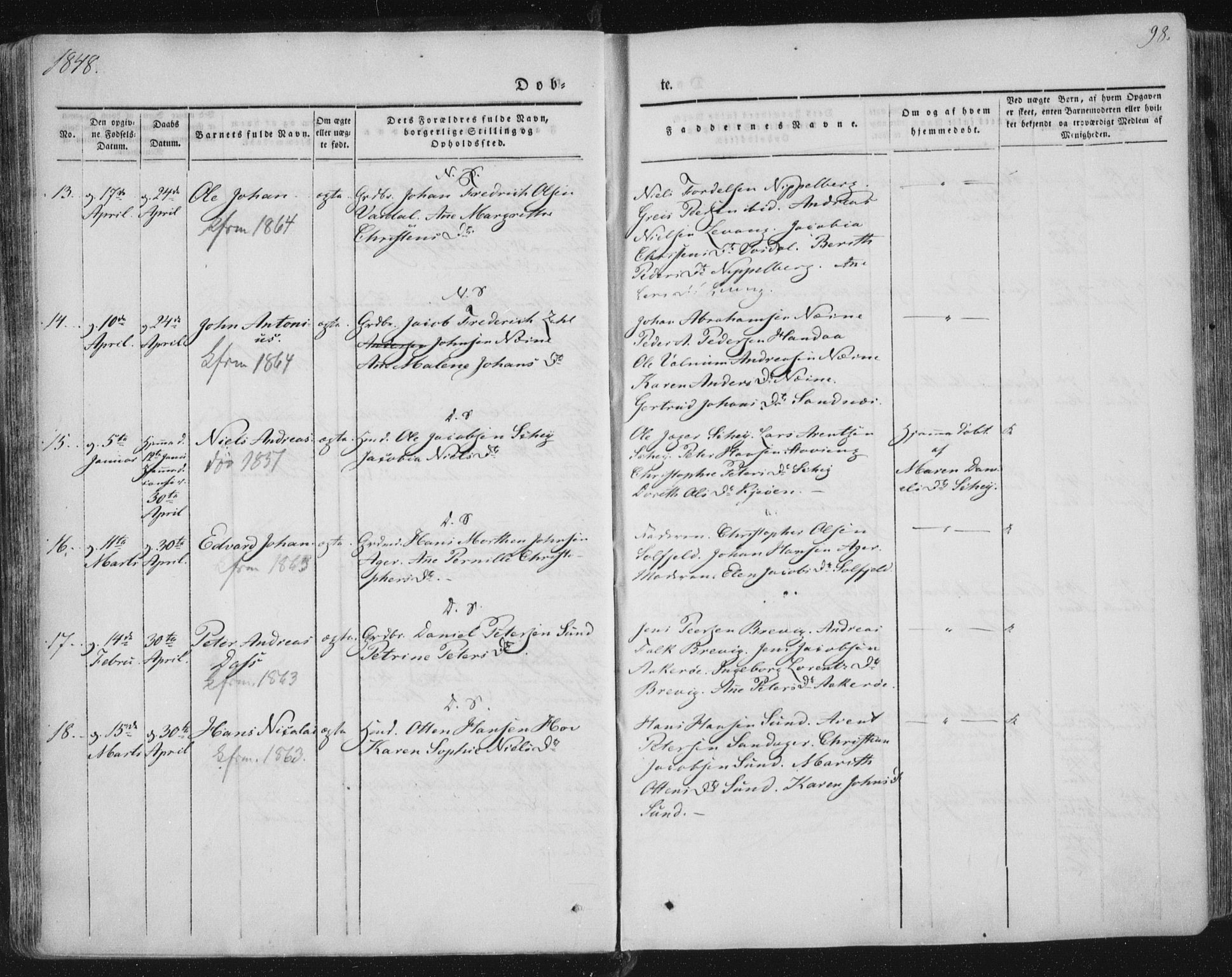 Ministerialprotokoller, klokkerbøker og fødselsregistre - Nordland, AV/SAT-A-1459/838/L0549: Parish register (official) no. 838A07, 1840-1854, p. 98