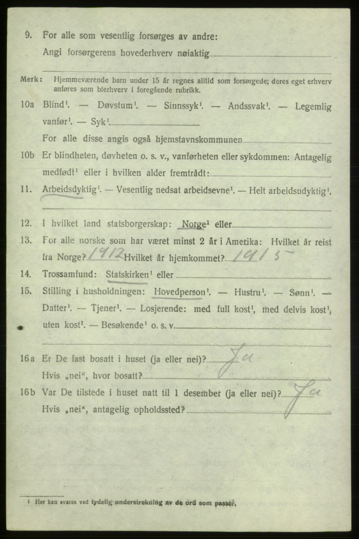 SAB, 1920 census for Sveio, 1920, p. 1413