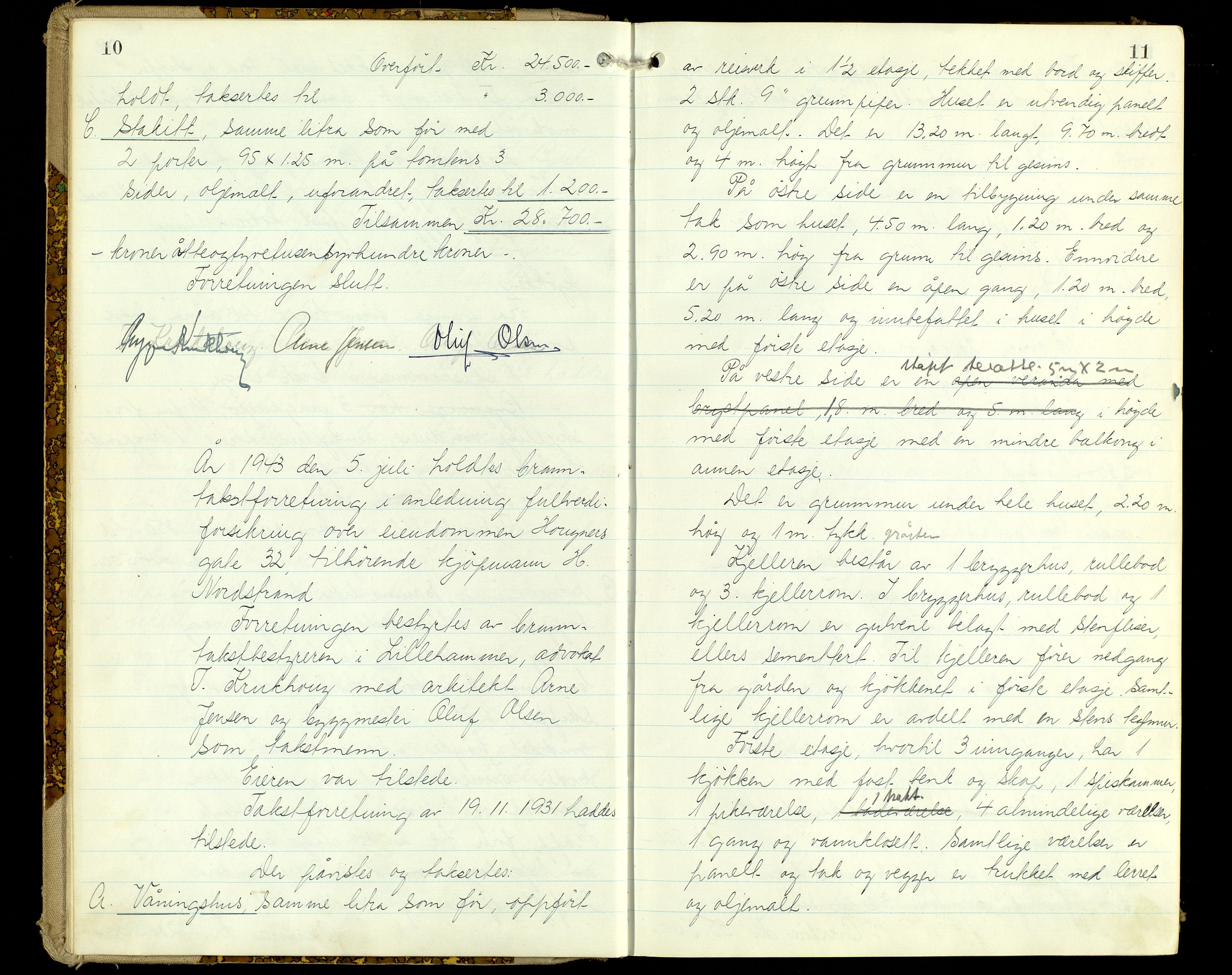 Norges Brannkasse, Lillehammer, AV/SAH-NBRANL-042/F/L0012: Branntakstprotokoll, 1943-1947, p. 10-11