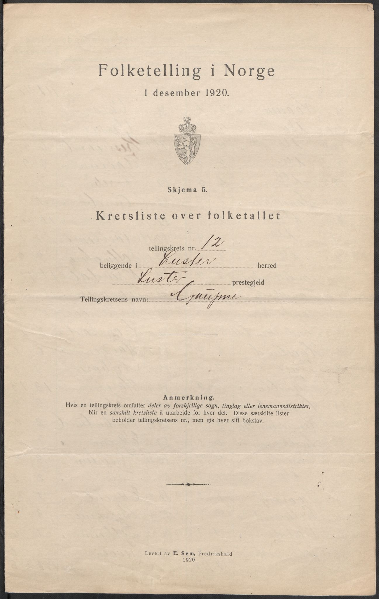 SAB, 1920 census for Luster, 1920, p. 42