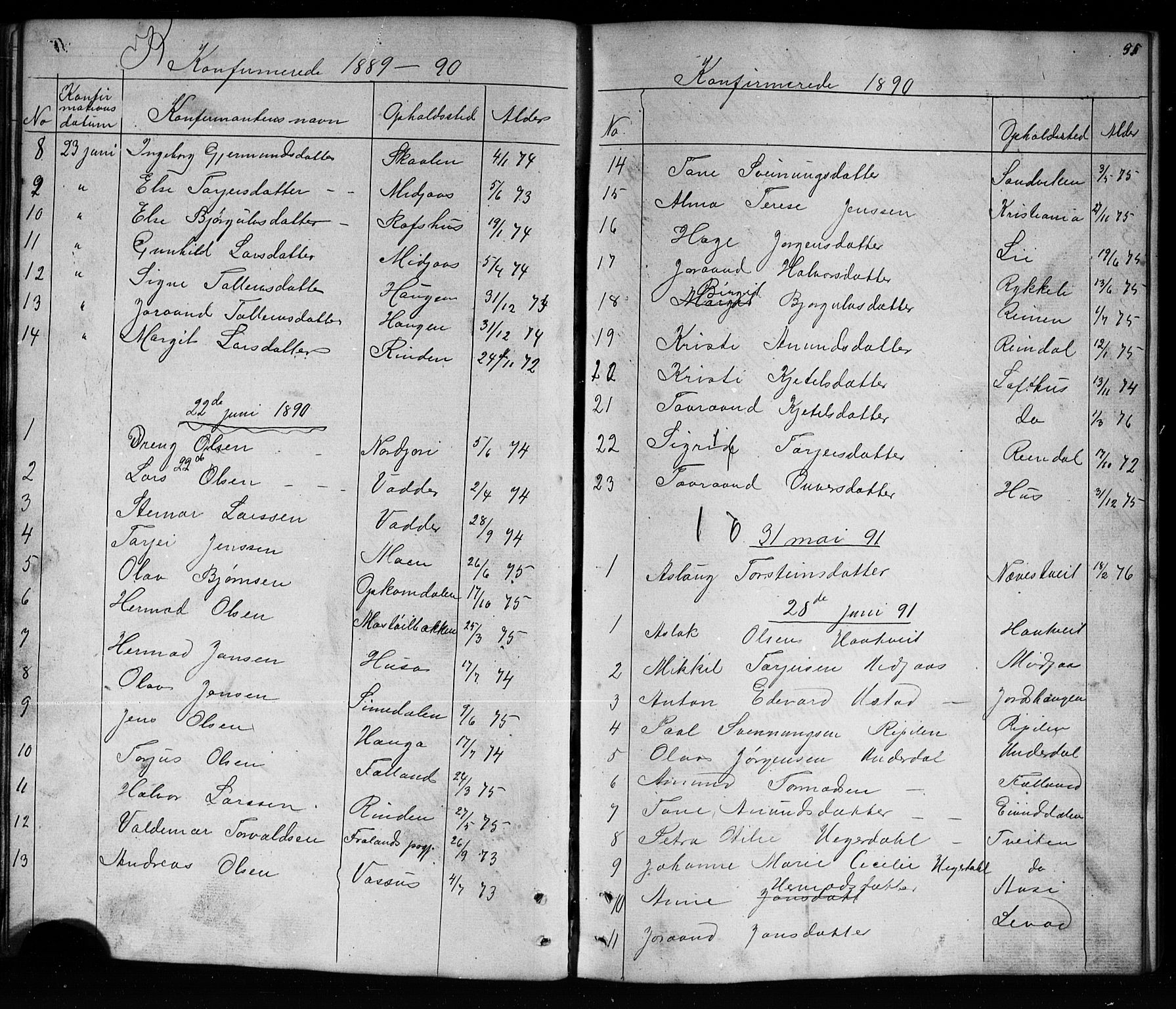 Mo kirkebøker, SAKO/A-286/G/Ga/L0001: Parish register (copy) no. I 1, 1851-1891, p. 55