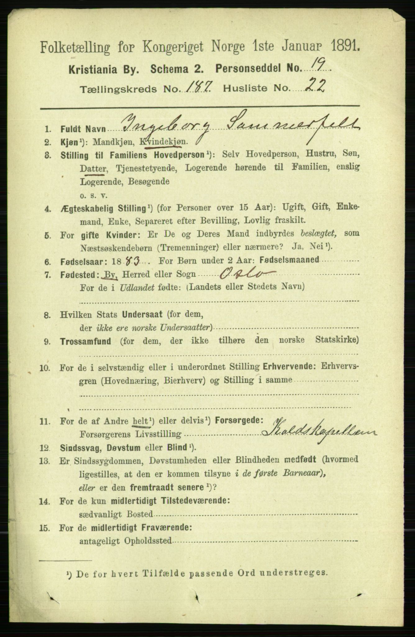 RA, 1891 census for 0301 Kristiania, 1891, p. 112207