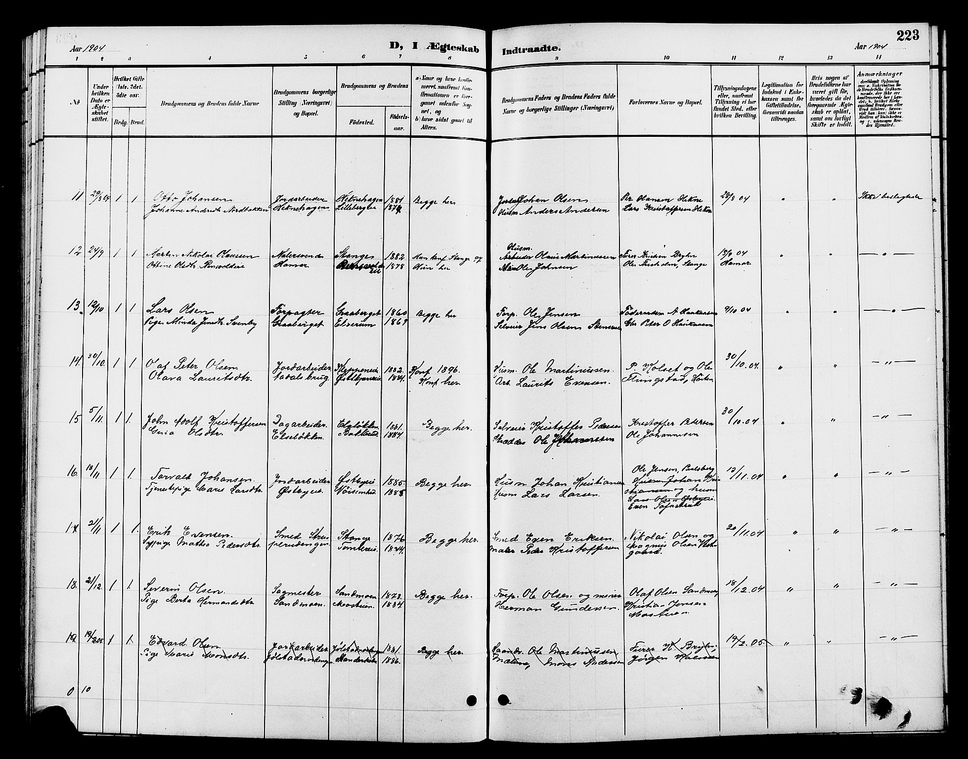 Romedal prestekontor, SAH/PREST-004/L/L0012: Parish register (copy) no. 12, 1896-1914, p. 223