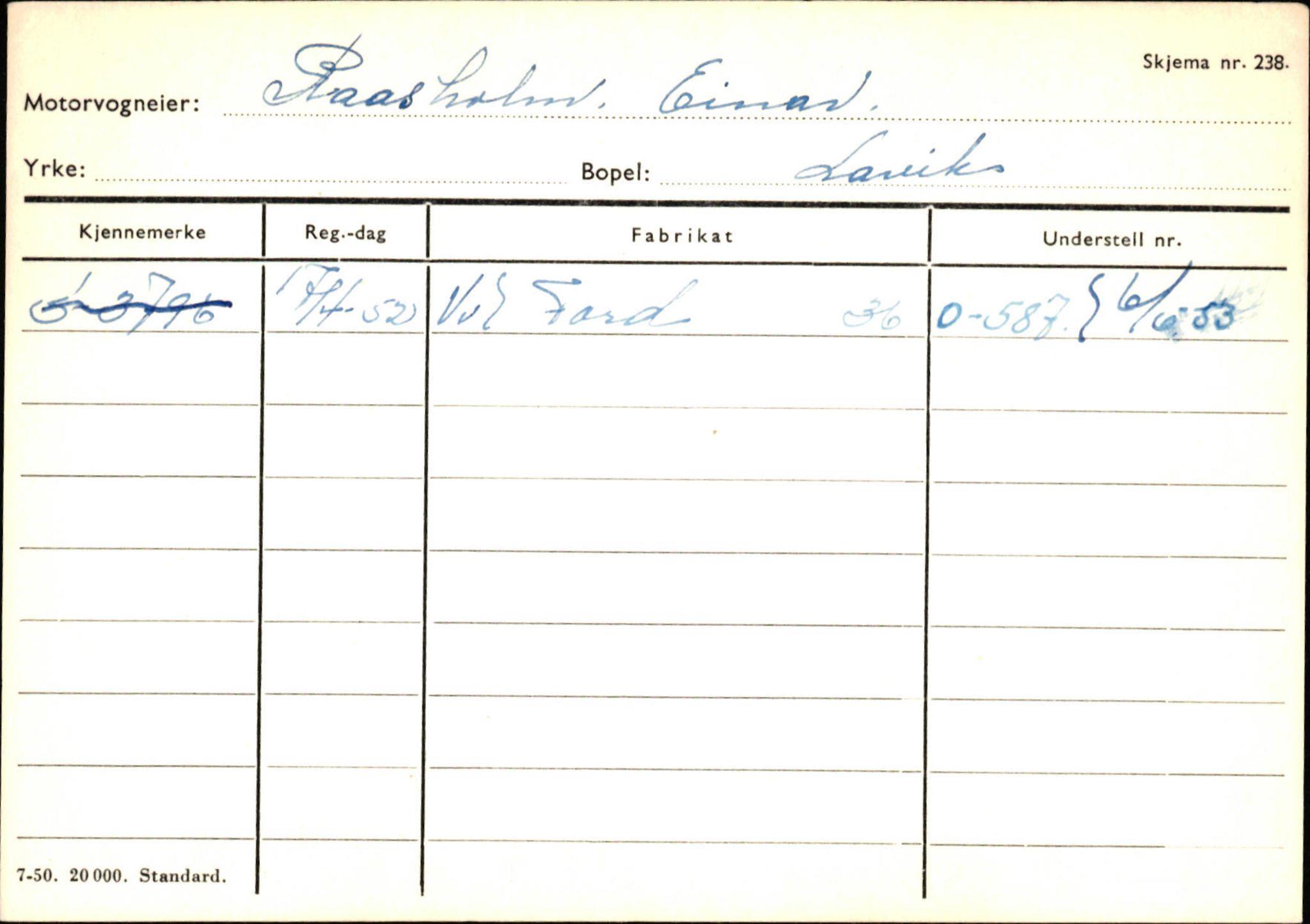 Statens vegvesen, Sogn og Fjordane vegkontor, SAB/A-5301/4/F/L0131: Eigarregister Høyanger P-Å. Stryn S-Å, 1945-1975, p. 128