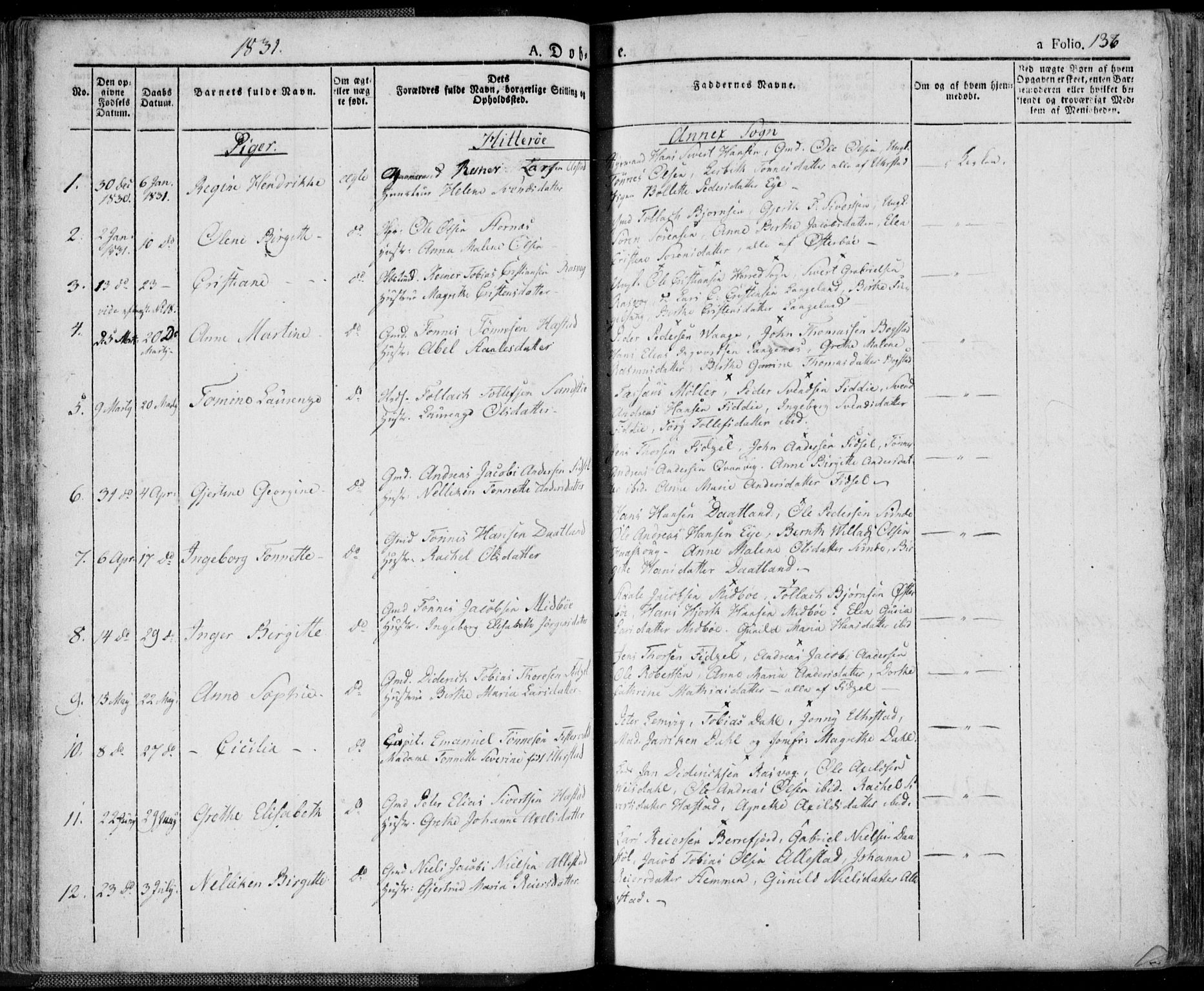 Flekkefjord sokneprestkontor, AV/SAK-1111-0012/F/Fa/Fac/L0003: Parish register (official) no. A 3, 1826-1841, p. 136