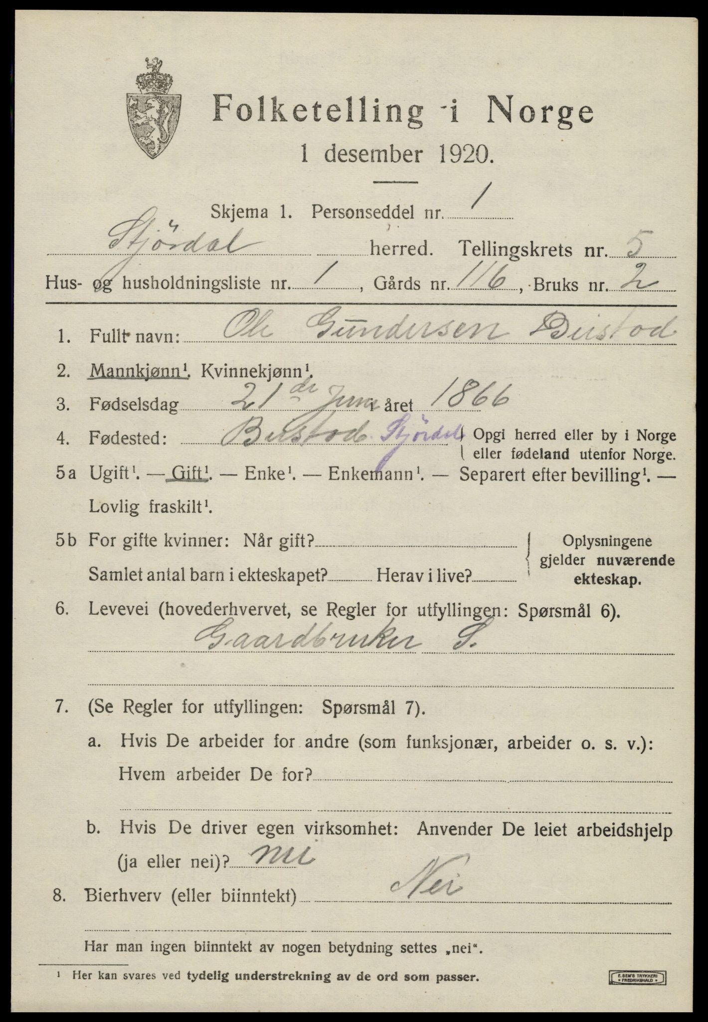 SAT, 1920 census for Stjørdal, 1920, p. 5994