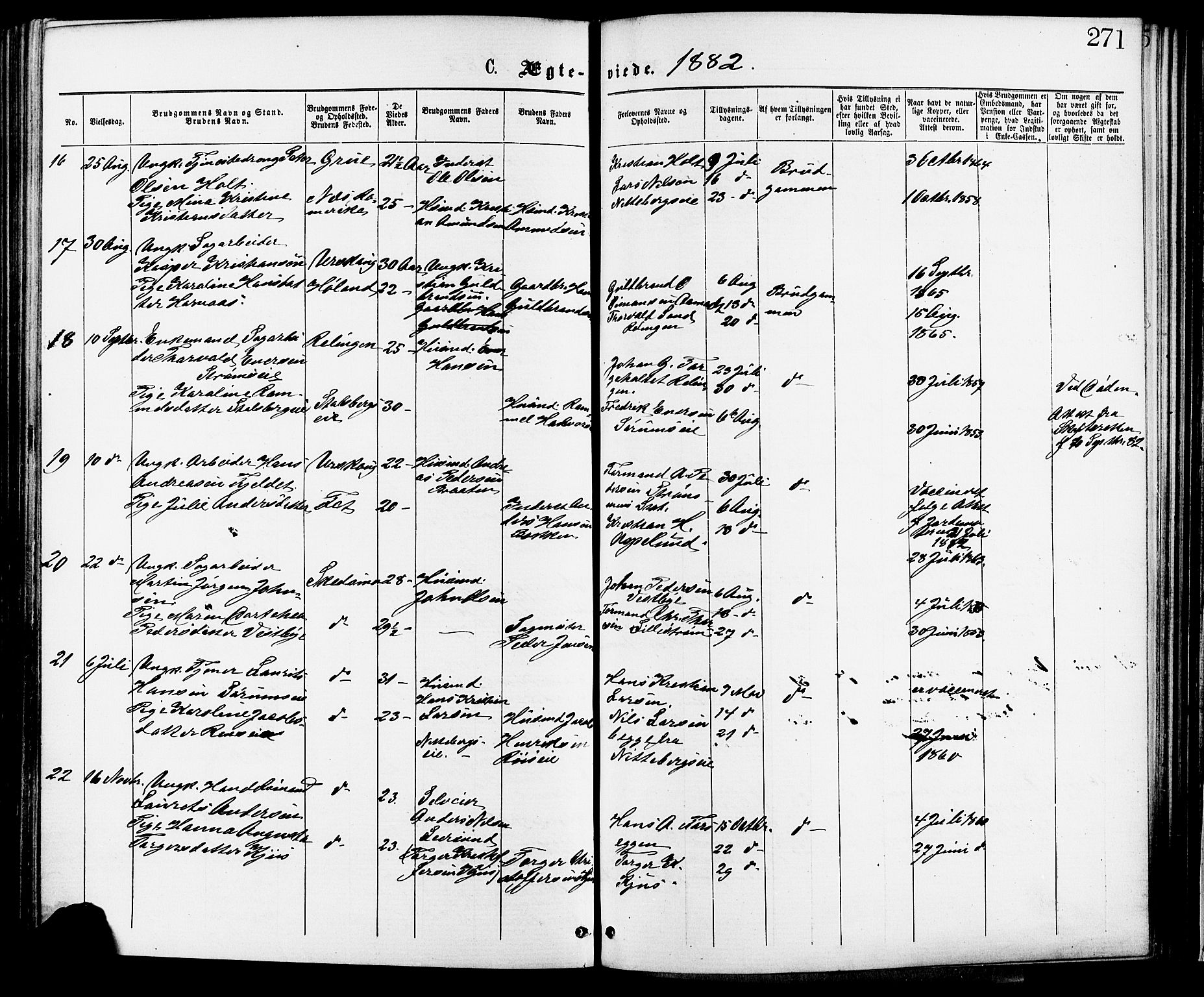 Skedsmo prestekontor Kirkebøker, SAO/A-10033a/F/Fa/L0012: Parish register (official) no. I 12, 1876-1883, p. 271