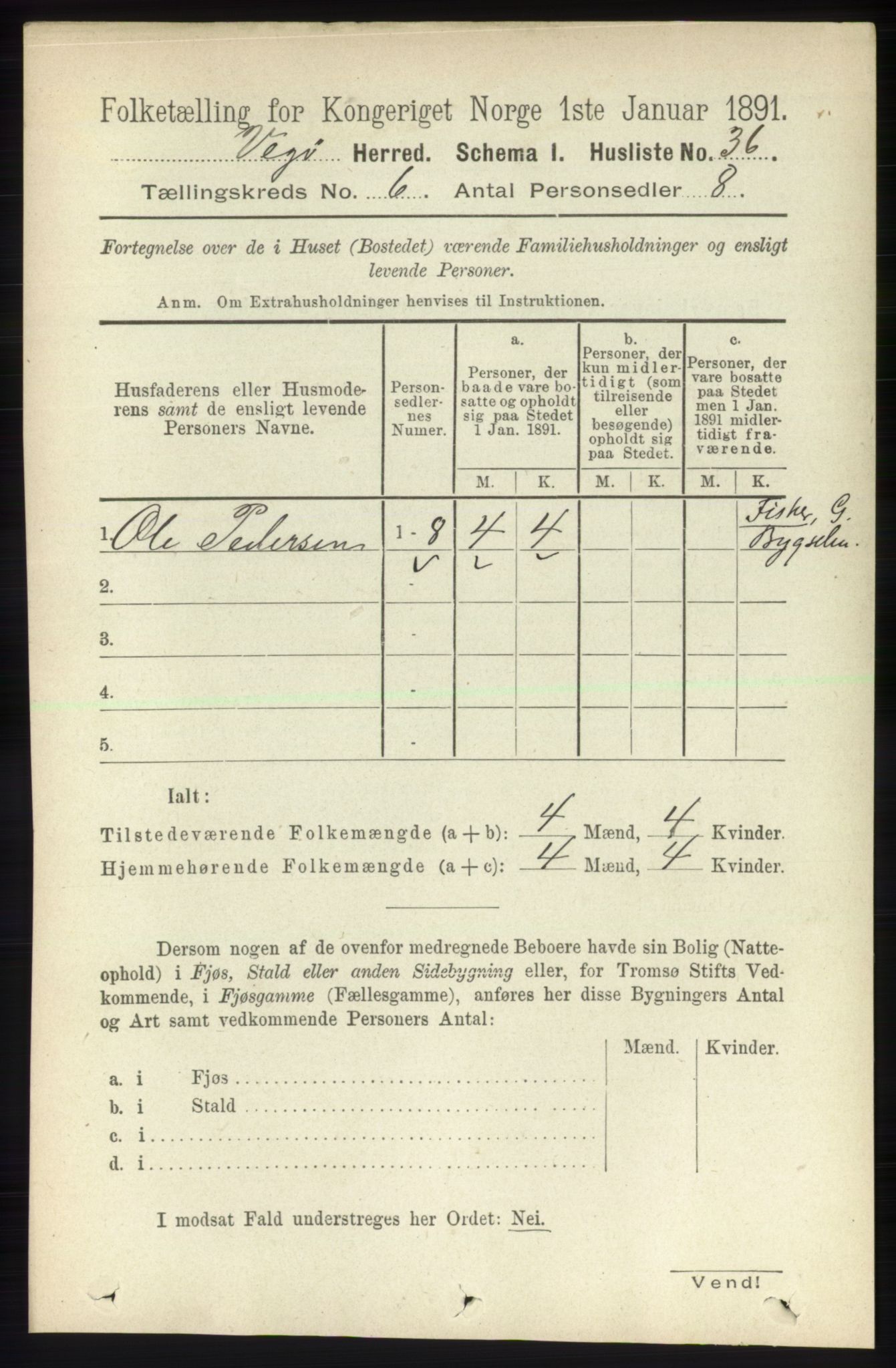 RA, 1891 census for 1815 Vega, 1891, p. 2559