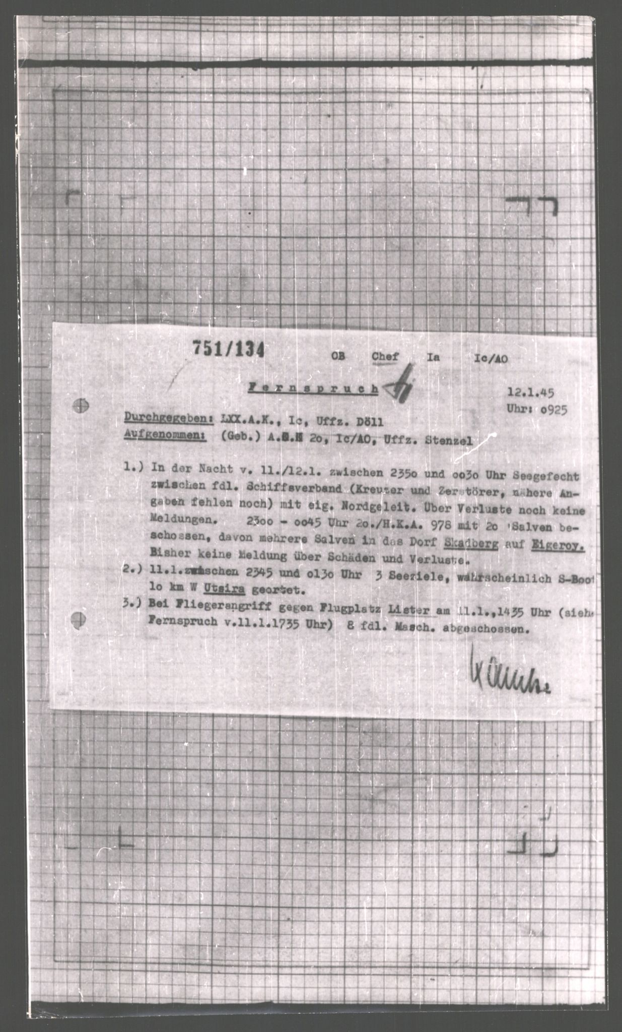 Forsvarets Overkommando. 2 kontor. Arkiv 11.4. Spredte tyske arkivsaker, AV/RA-RAFA-7031/D/Dar/Dara/L0006: Krigsdagbøker for 20. Gebirgs-Armee-Oberkommando (AOK 20), 1945, p. 437