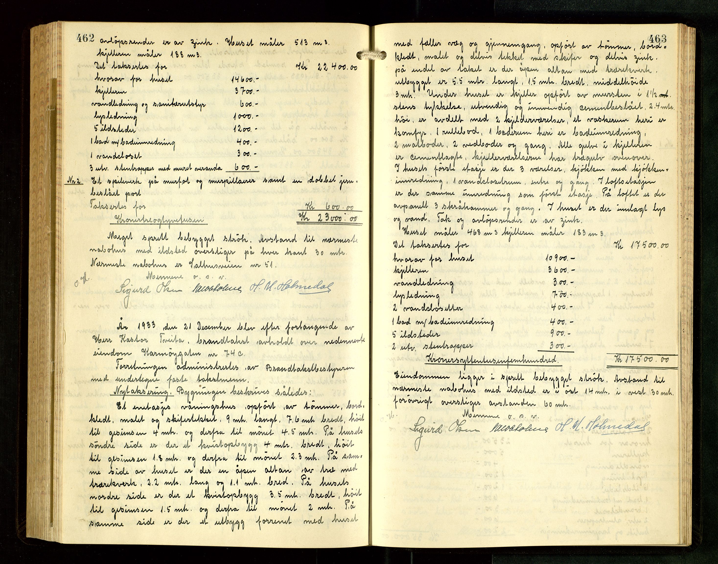 Norges Brannkasse Haugesund, AV/SAST-A-102142/0004/O/L0002: Branntakstprotokoll, 1931-1935, p. 462-463