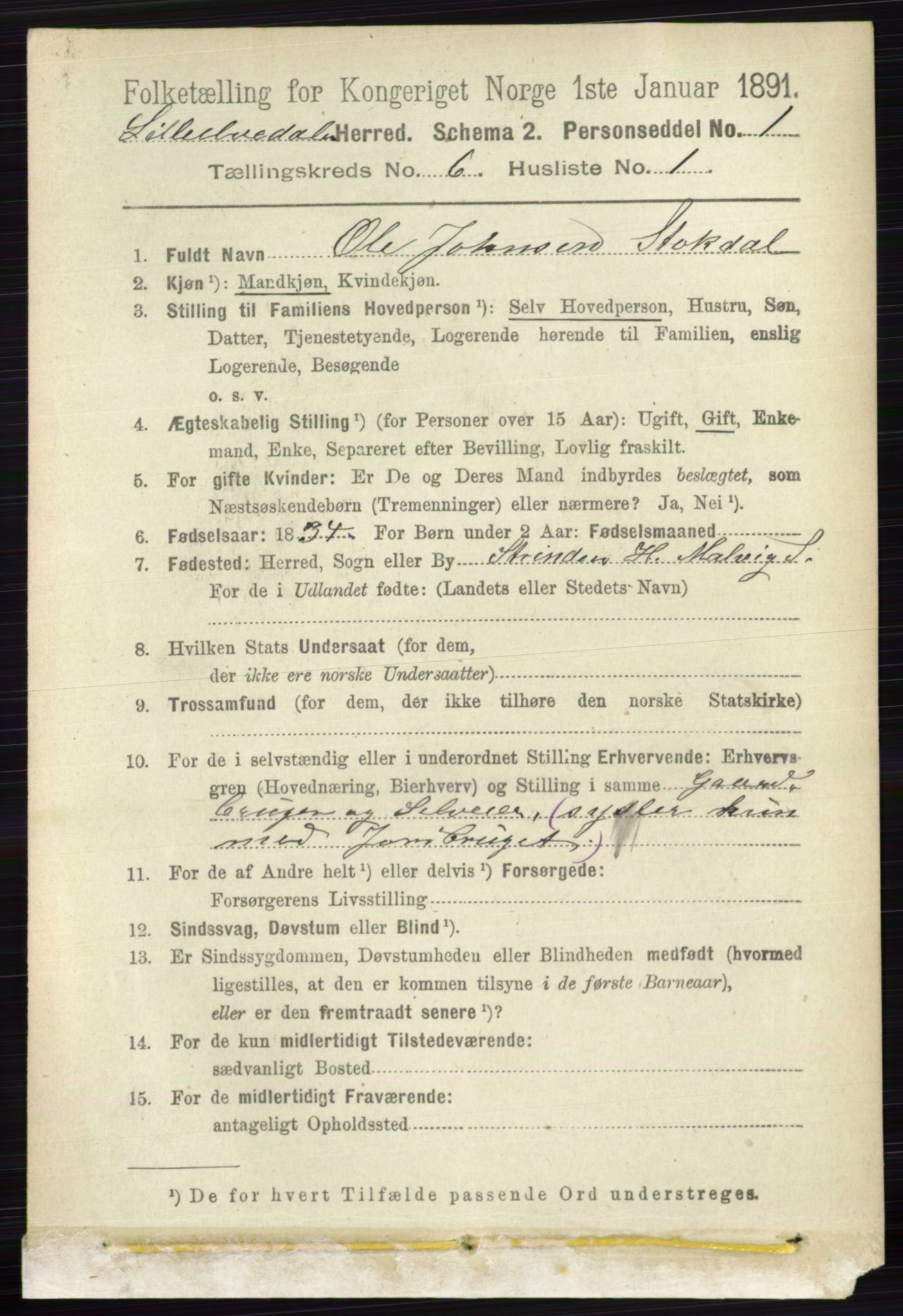 RA, 1891 census for 0438 Lille Elvedalen, 1891, p. 1830