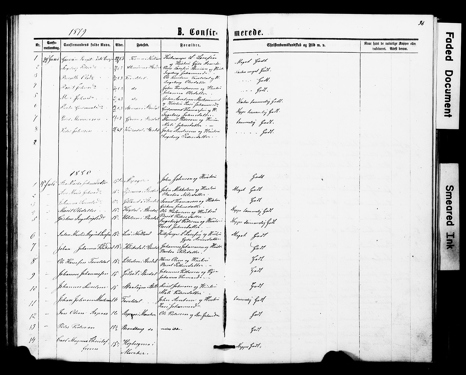 Ministerialprotokoller, klokkerbøker og fødselsregistre - Nord-Trøndelag, SAT/A-1458/707/L0052: Parish register (copy) no. 707C01, 1864-1897, p. 36