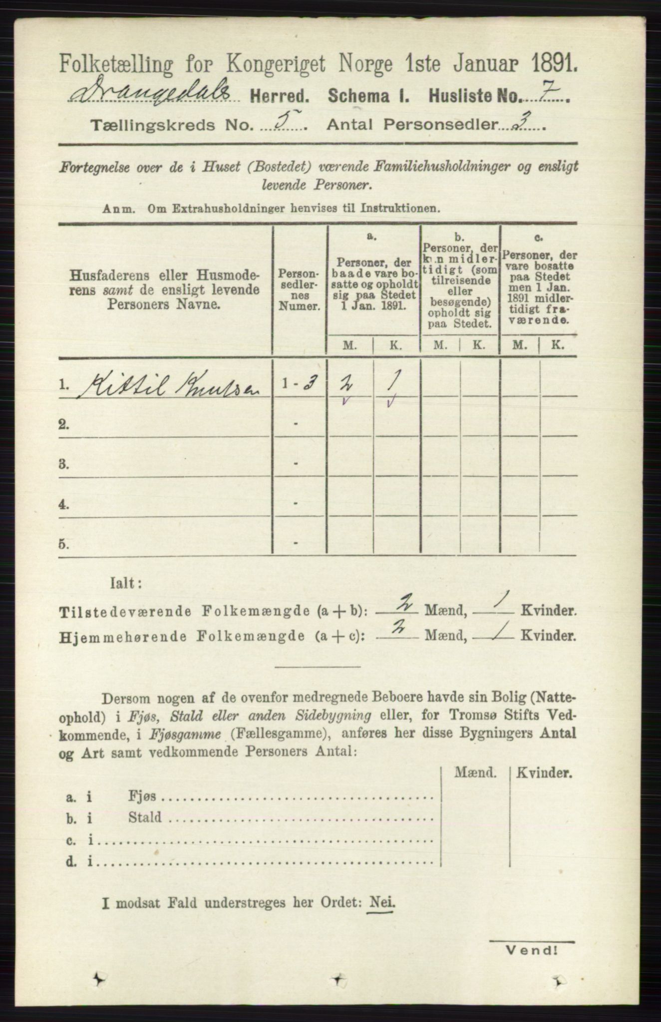 RA, 1891 census for 0817 Drangedal, 1891, p. 1632