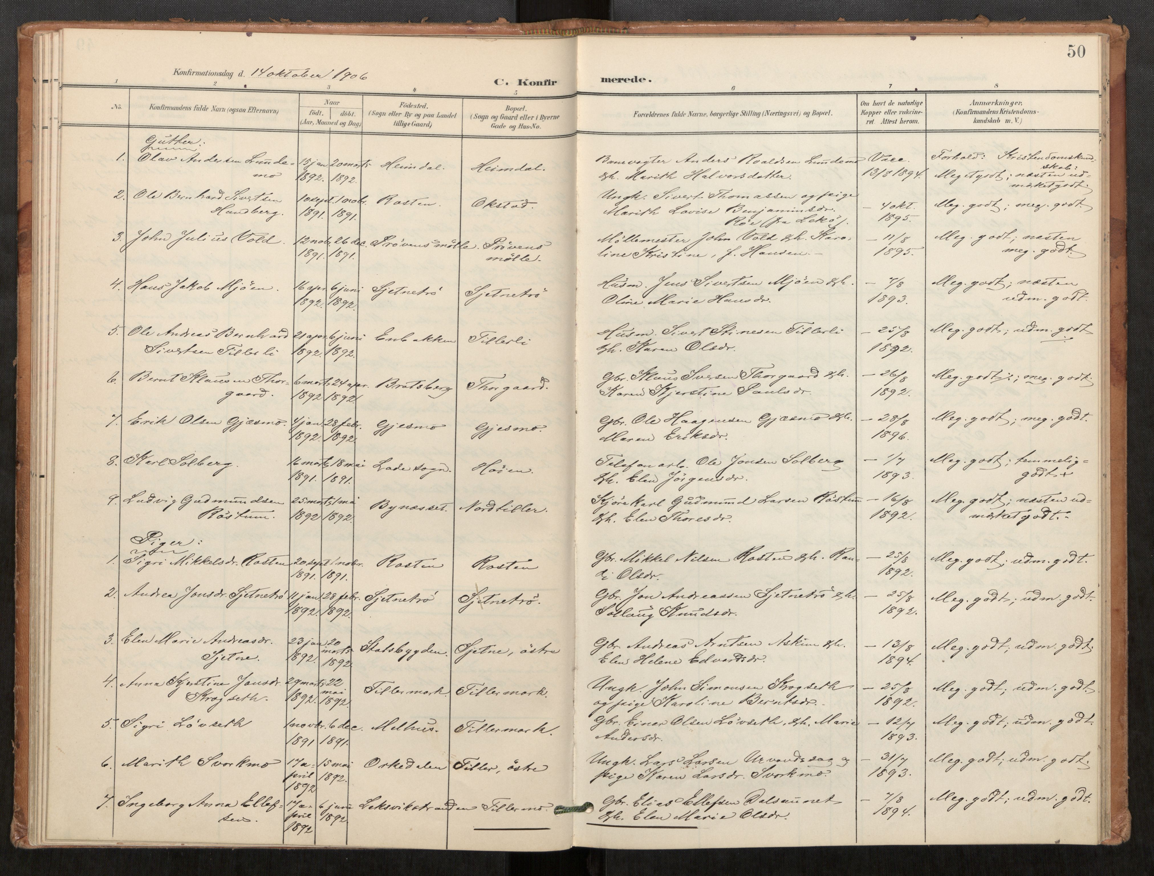 Klæbu sokneprestkontor, SAT/A-1112: Parish register (official) no. 2, 1900-1916, p. 50
