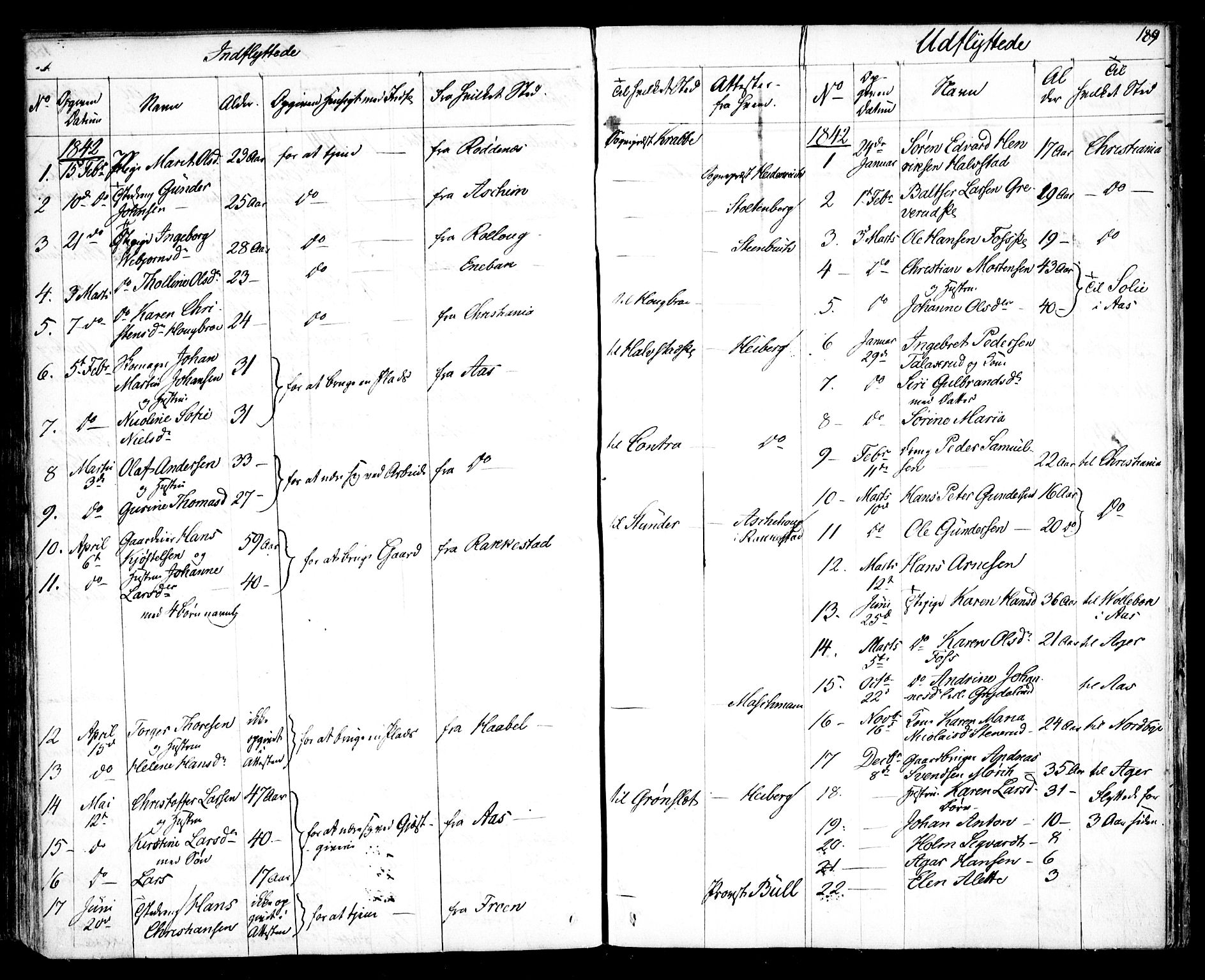 Kråkstad prestekontor Kirkebøker, SAO/A-10125a/F/Fa/L0005: Parish register (official) no. I 5, 1837-1847, p. 189