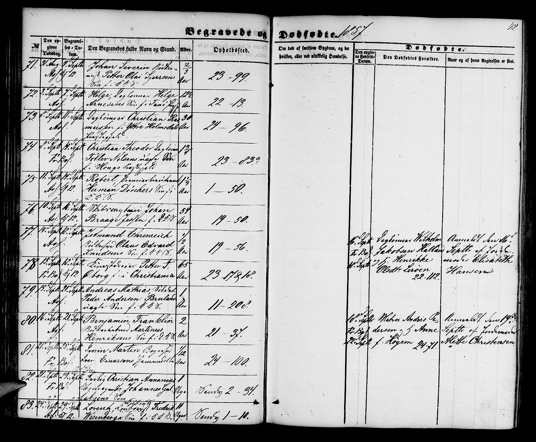 Korskirken sokneprestembete, AV/SAB-A-76101/H/Hab: Parish register (copy) no. E 2, 1851-1871, p. 42