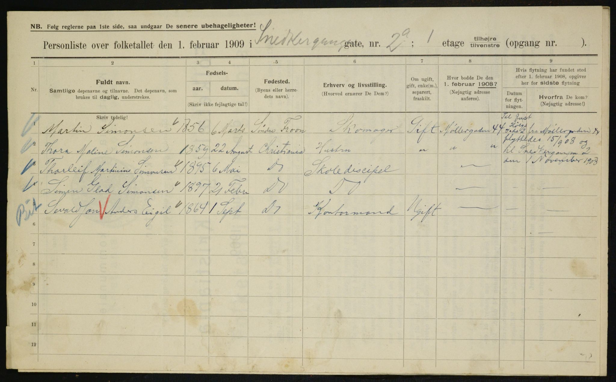 OBA, Municipal Census 1909 for Kristiania, 1909, p. 88818