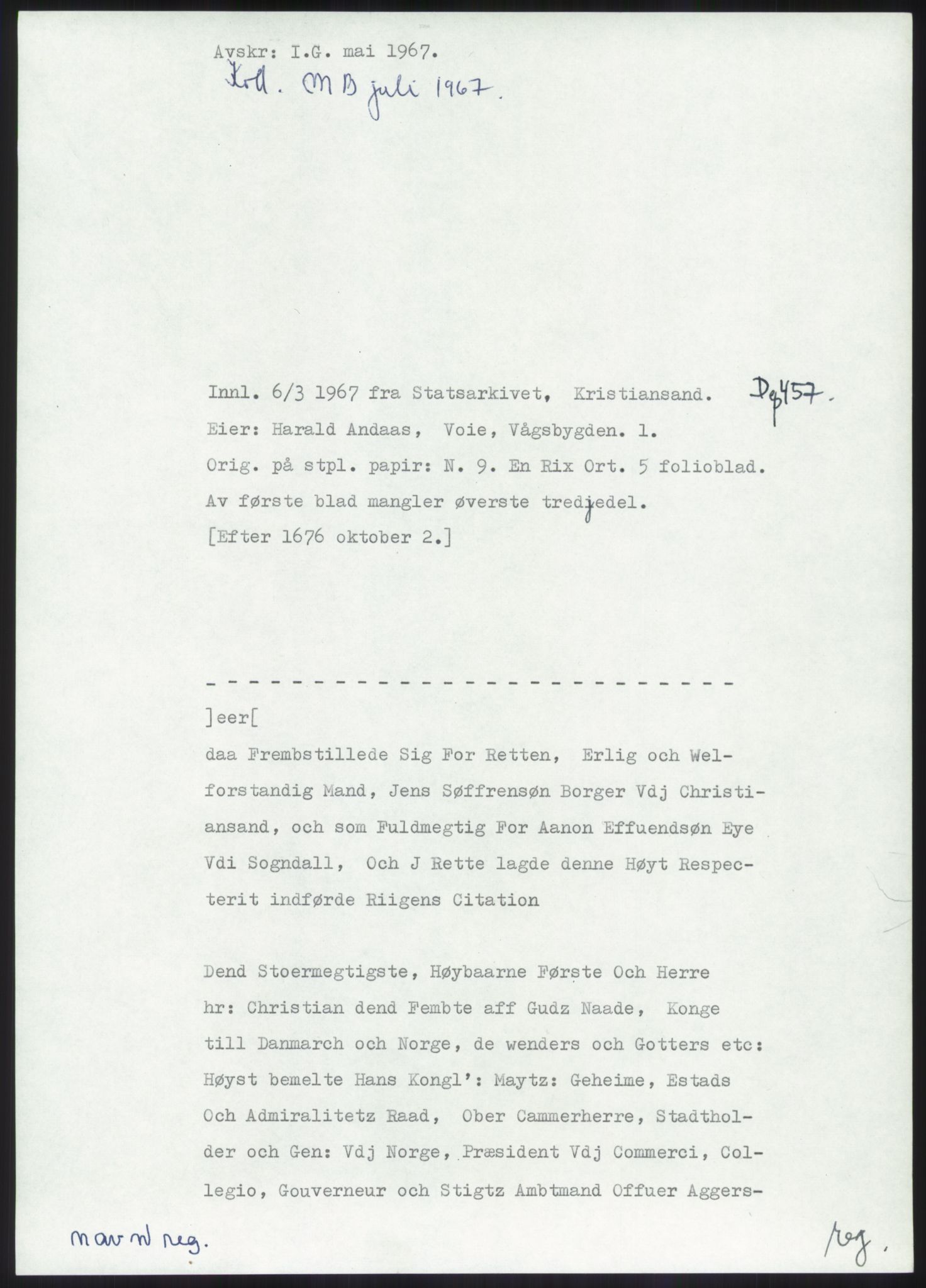 Samlinger til kildeutgivelse, Diplomavskriftsamlingen, RA/EA-4053/H/Ha, p. 515
