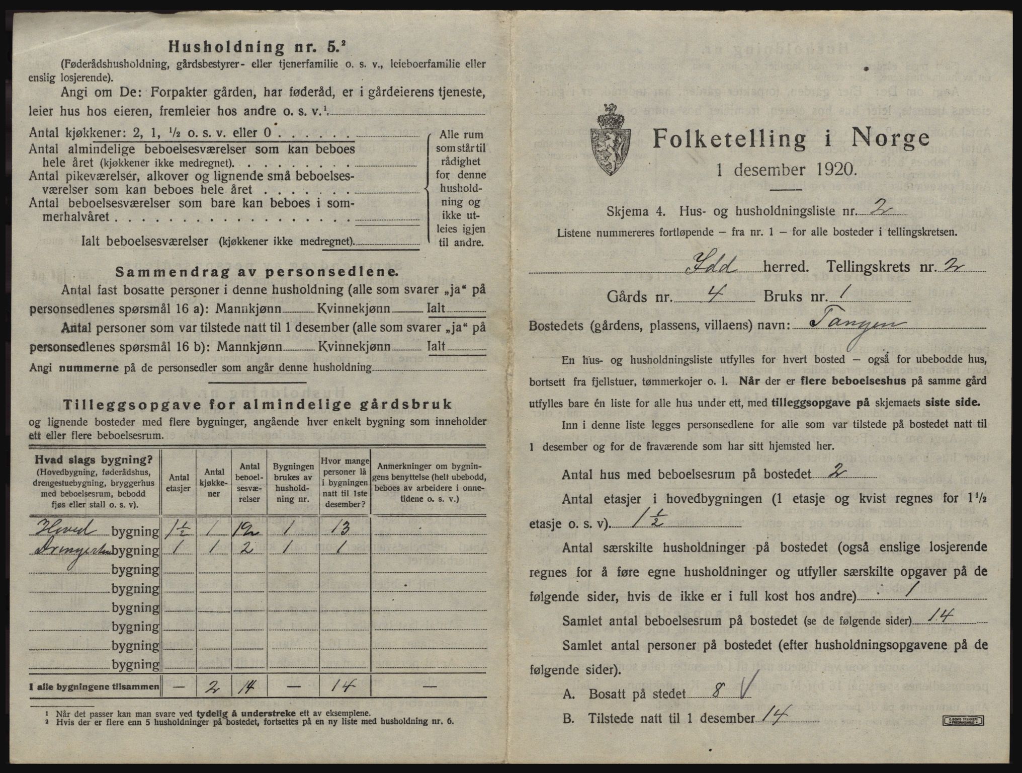 SAO, 1920 census for Idd, 1920, p. 120