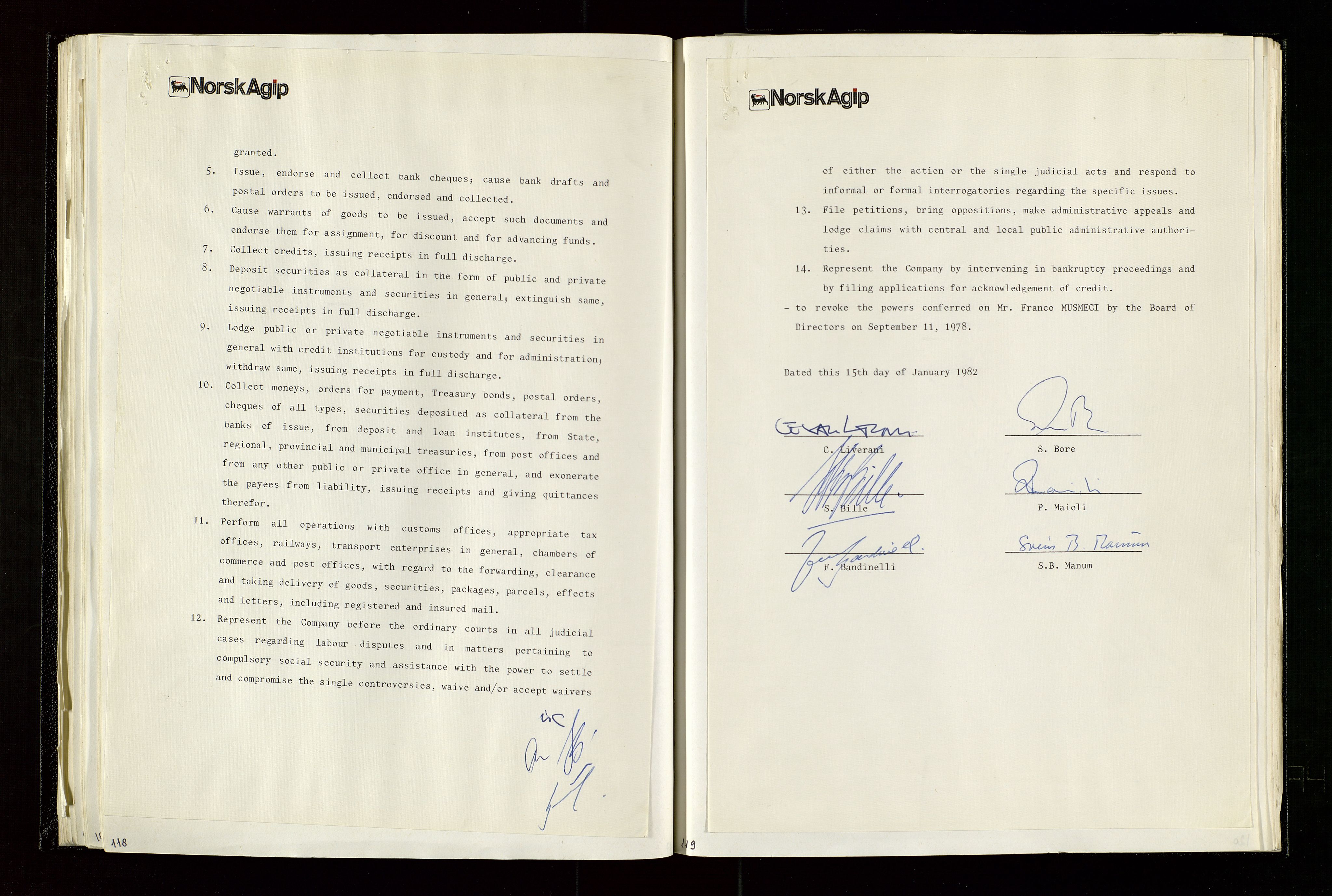 Pa 1583 - Norsk Agip AS, SAST/A-102138/A/Aa/L0003: Board of Directors meeting minutes, 1979-1983, p. 118-119