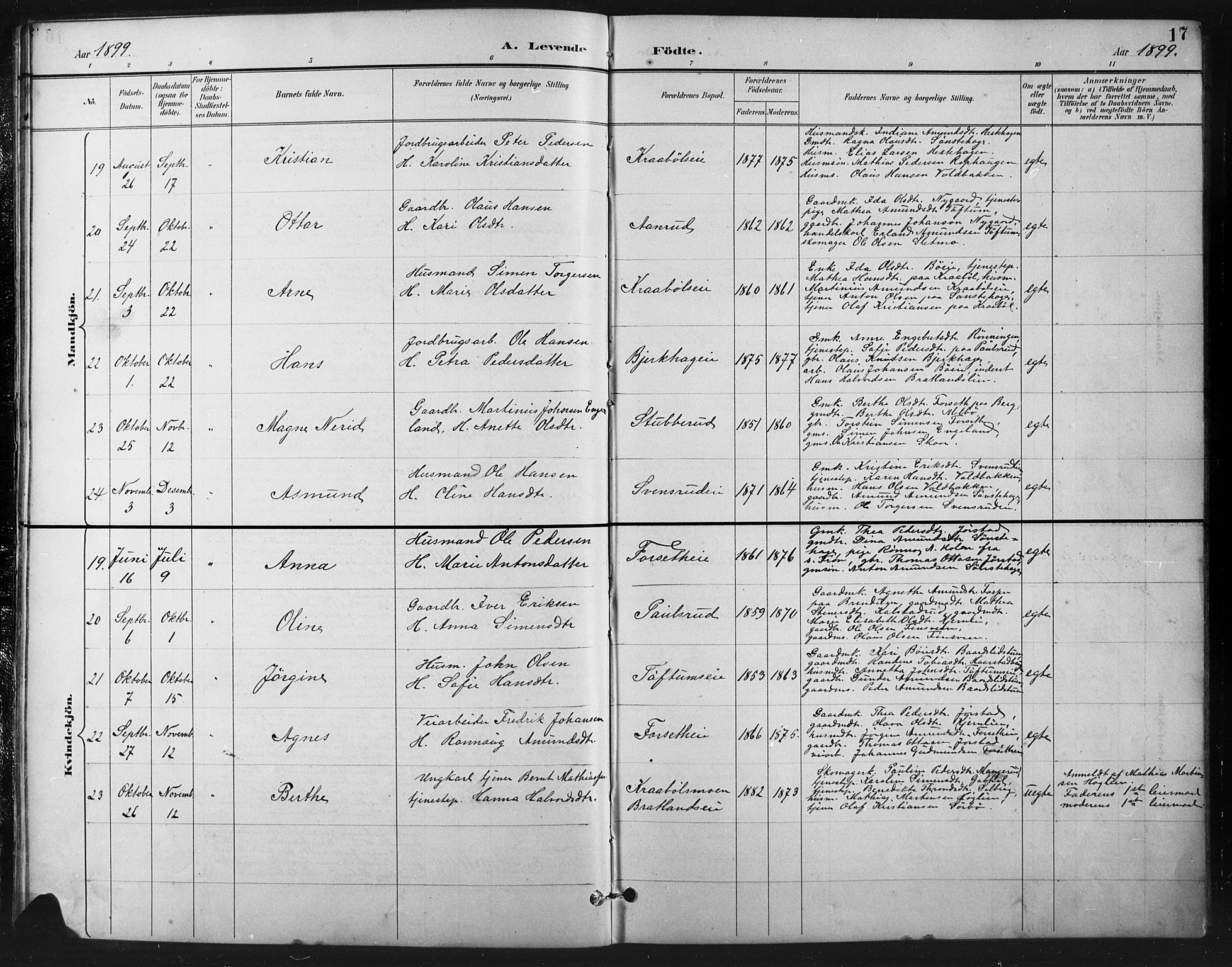 Vestre Gausdal prestekontor, SAH/PREST-094/H/Ha/Hab/L0003: Parish register (copy) no. 3, 1896-1925, p. 17