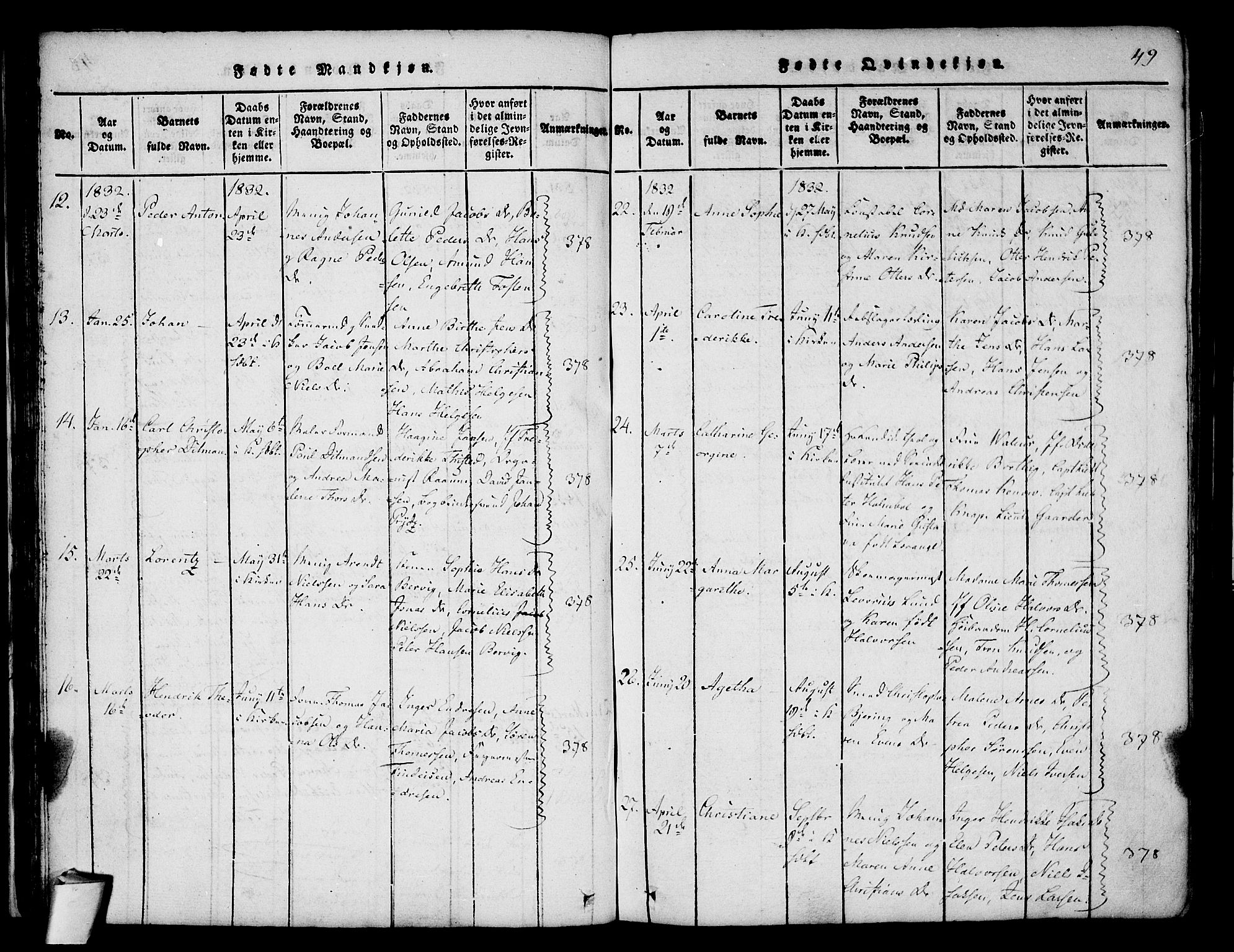 Stavern kirkebøker, AV/SAKO-A-318/F/Fa/L0006: Parish register (official) no. 6, 1816-1839, p. 49