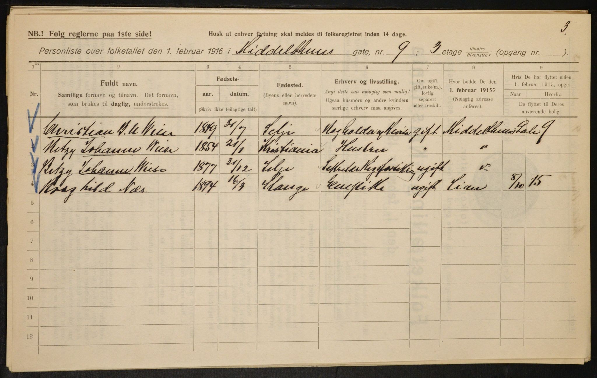 OBA, Municipal Census 1916 for Kristiania, 1916, p. 66970