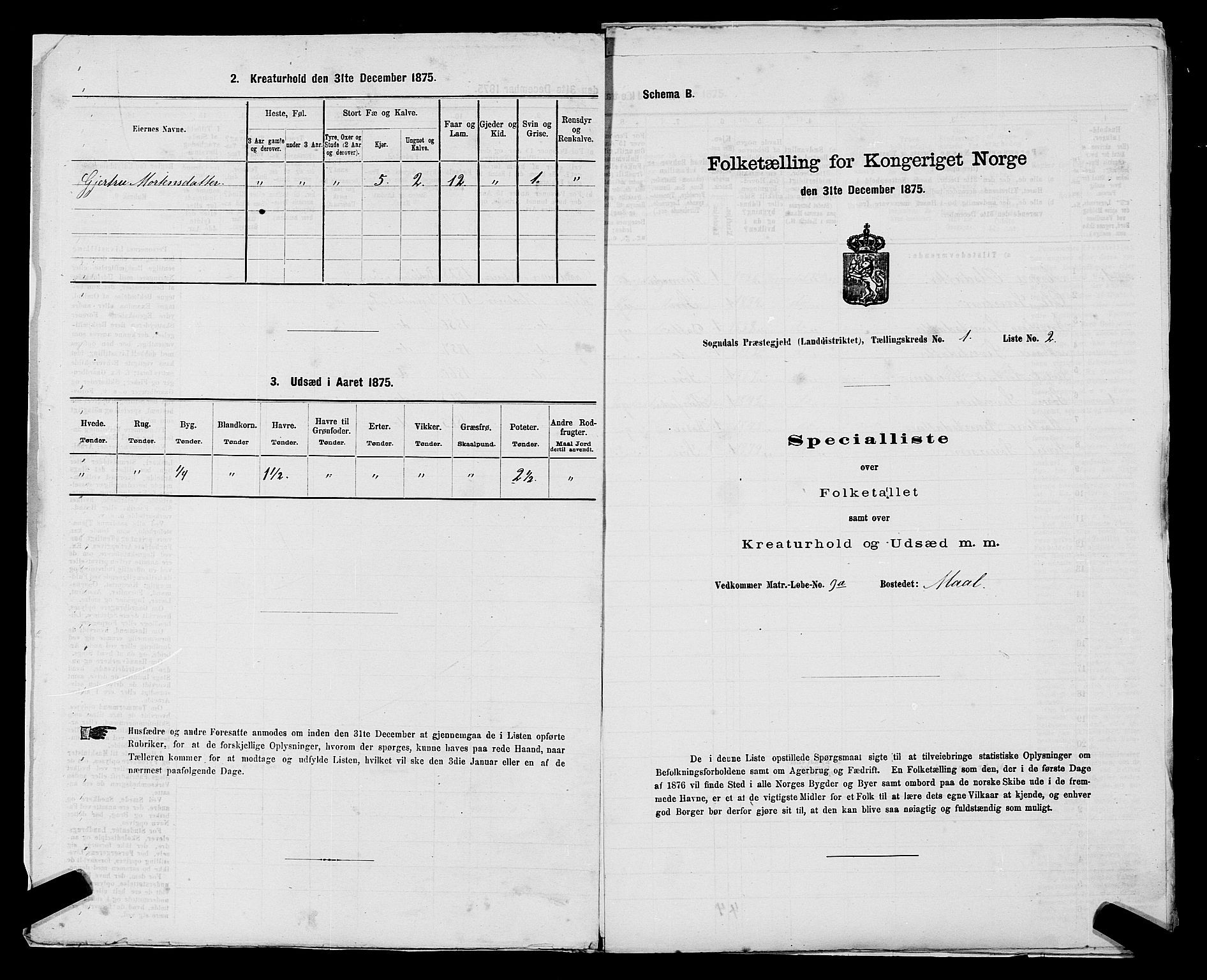 SAST, 1875 census for 1111L Sokndal/Sokndal, 1875, p. 57