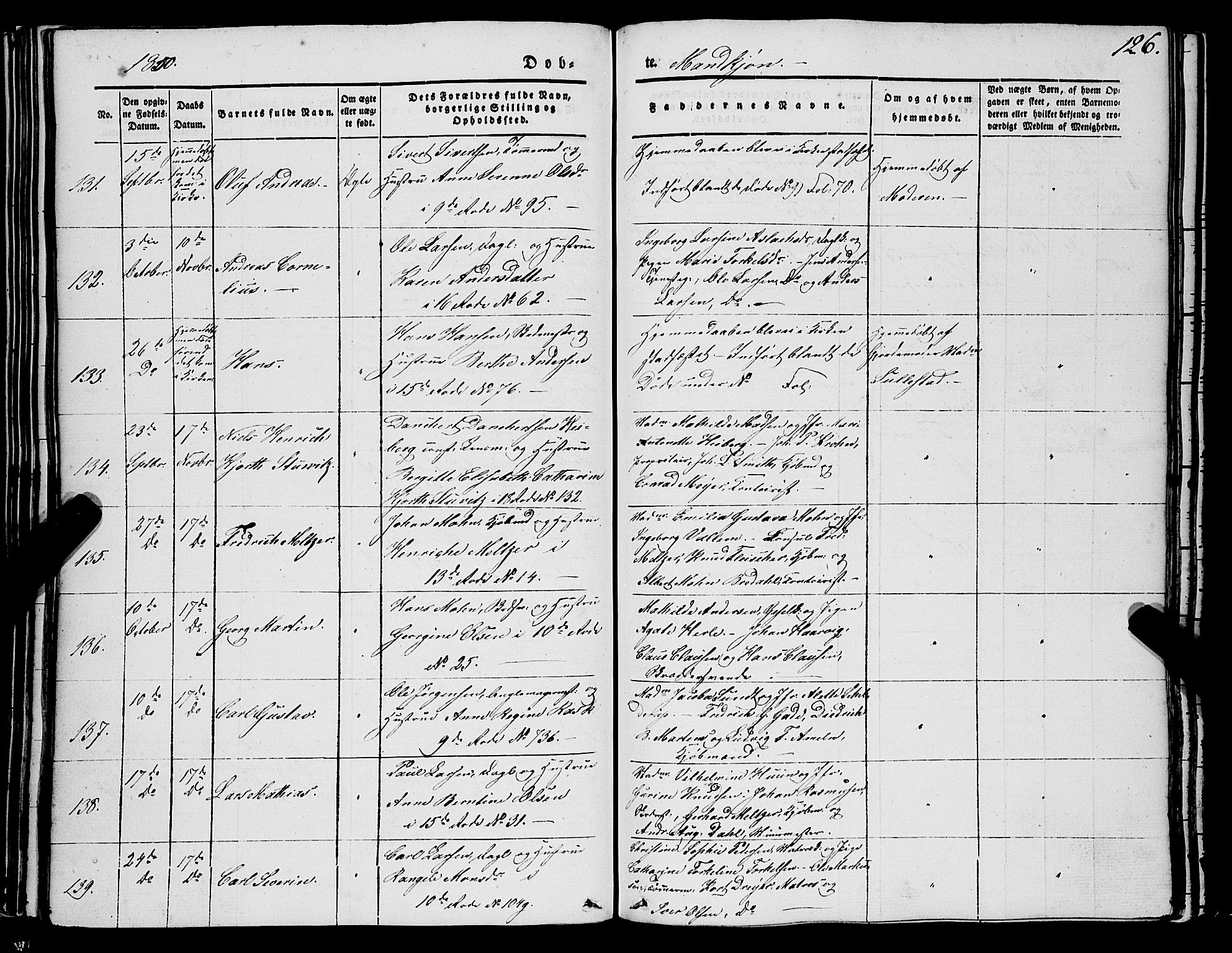 Domkirken sokneprestembete, AV/SAB-A-74801/H/Haa/L0019: Parish register (official) no. B 2, 1841-1851, p. 126