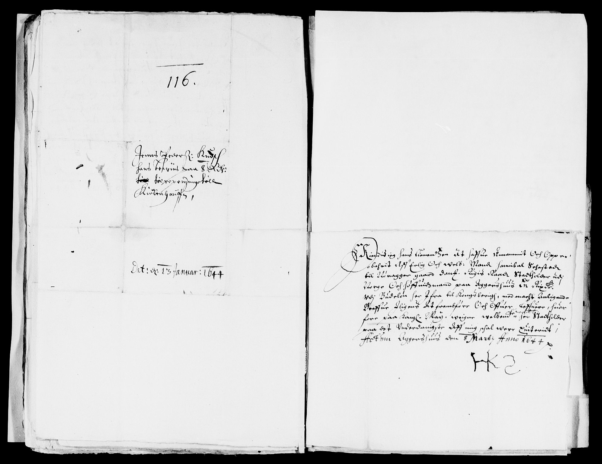 Rentekammeret inntil 1814, Reviderte regnskaper, Lensregnskaper, AV/RA-EA-5023/R/Rb/Rba/L0171: Akershus len, 1643-1644