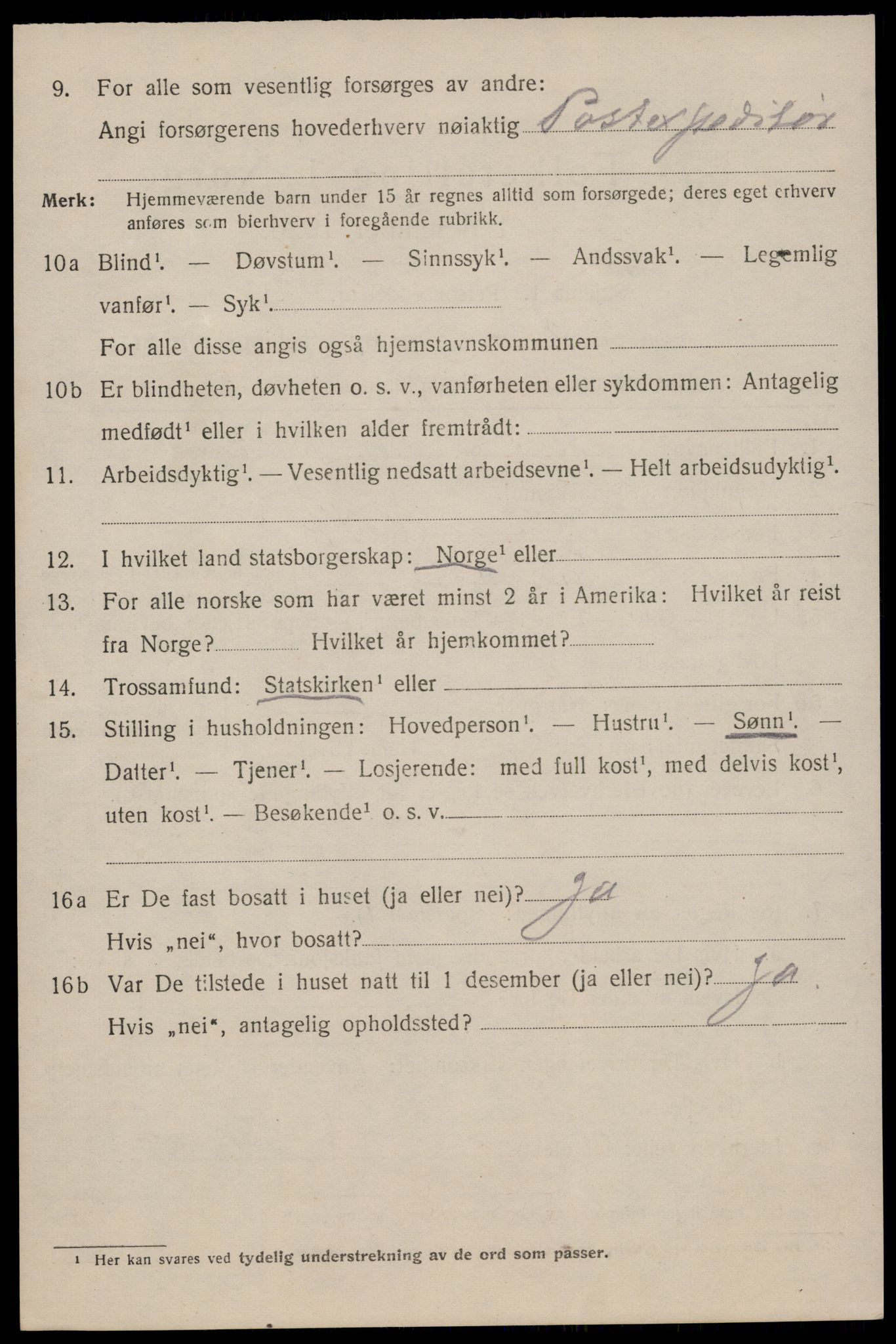 SAST, 1920 census for Sandnes, 1920, p. 5797