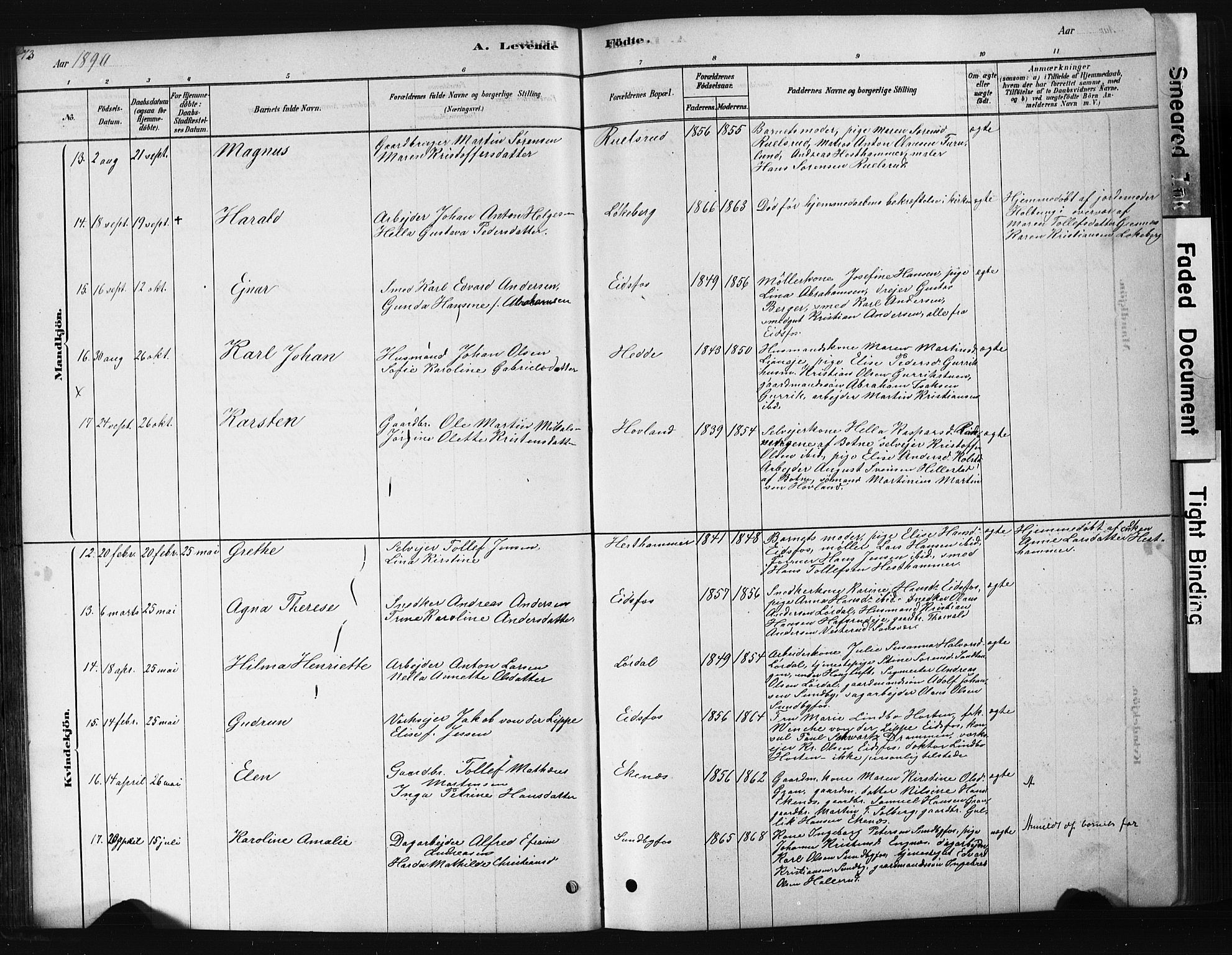 Hof kirkebøker, SAKO/A-64/G/Ga/L0004: Parish register (copy) no. I 4, 1878-1930, p. 73