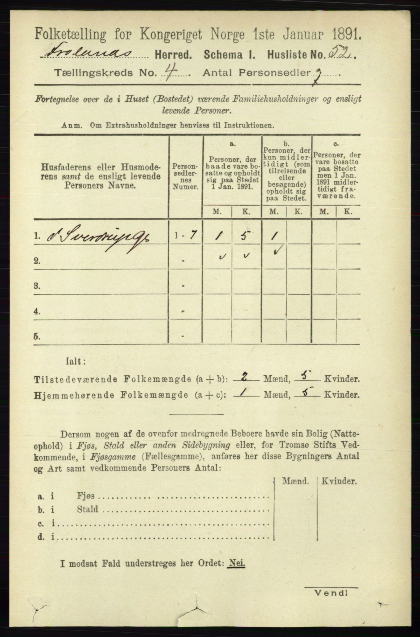 RA, 1891 census for 0919 Froland, 1891, p. 1382