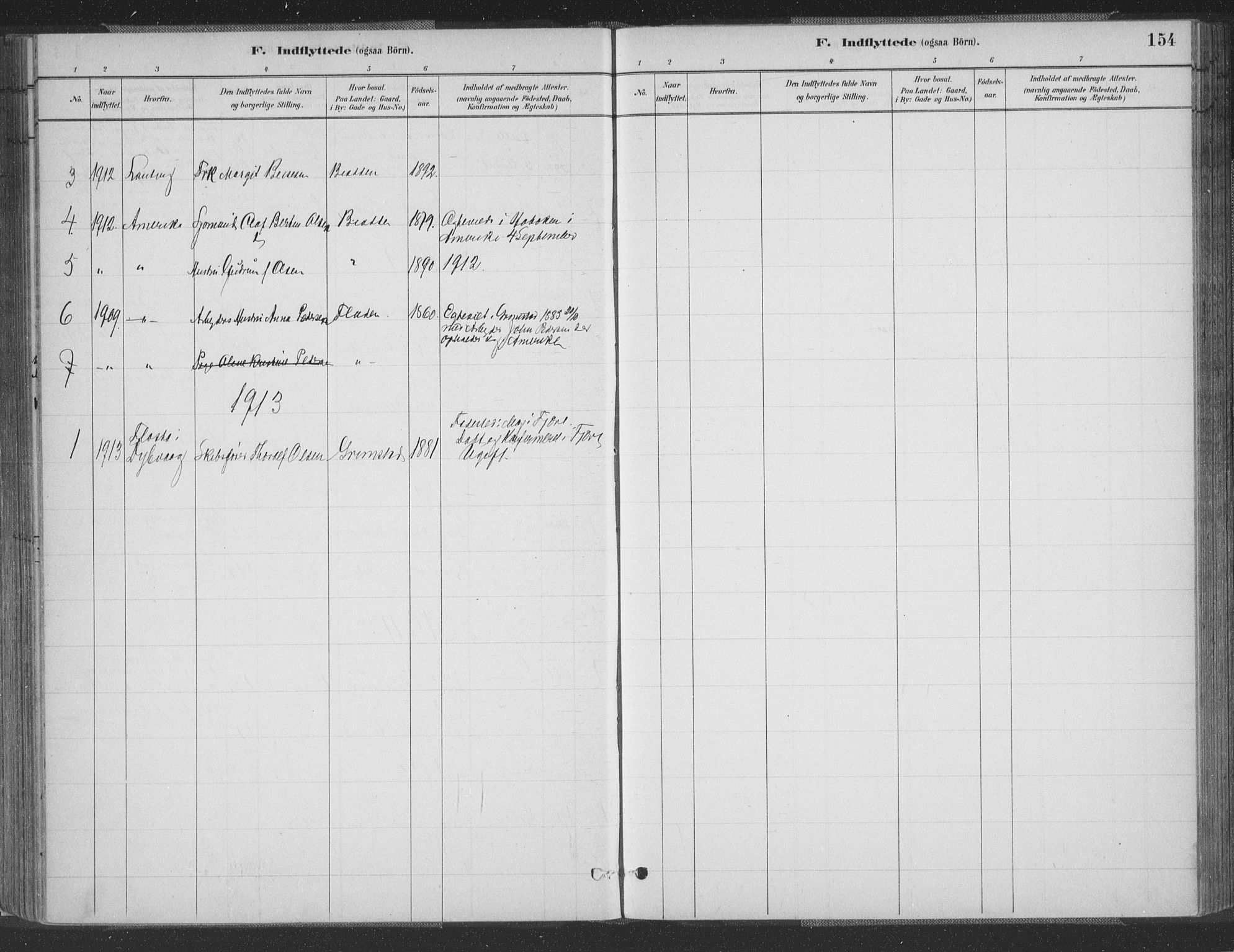Grimstad sokneprestkontor, SAK/1111-0017/F/Fa/L0004: Parish register (official) no. A 3, 1882-1910, p. 154