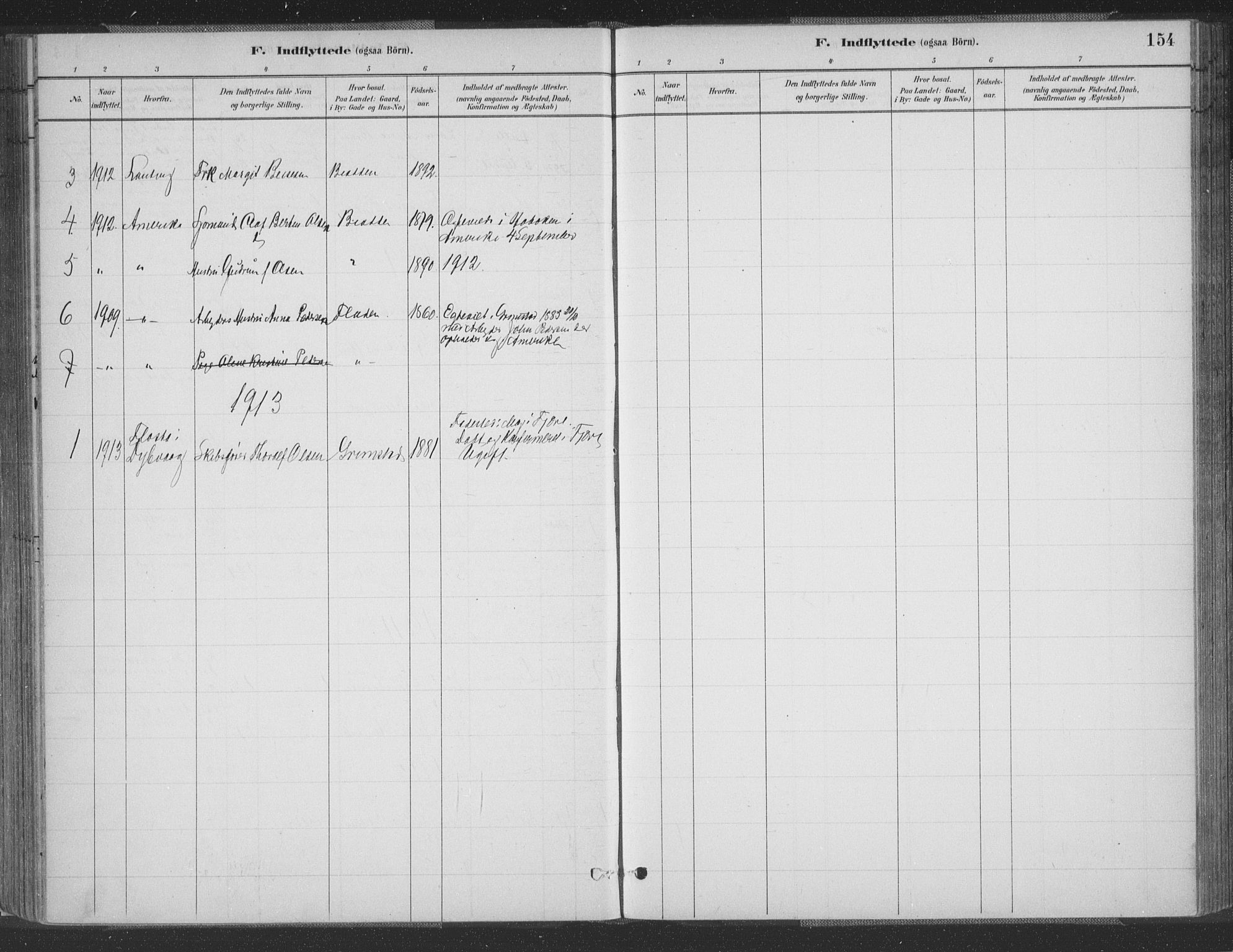 Grimstad sokneprestkontor, AV/SAK-1111-0017/F/Fa/L0004: Parish register (official) no. A 3, 1882-1910, p. 154