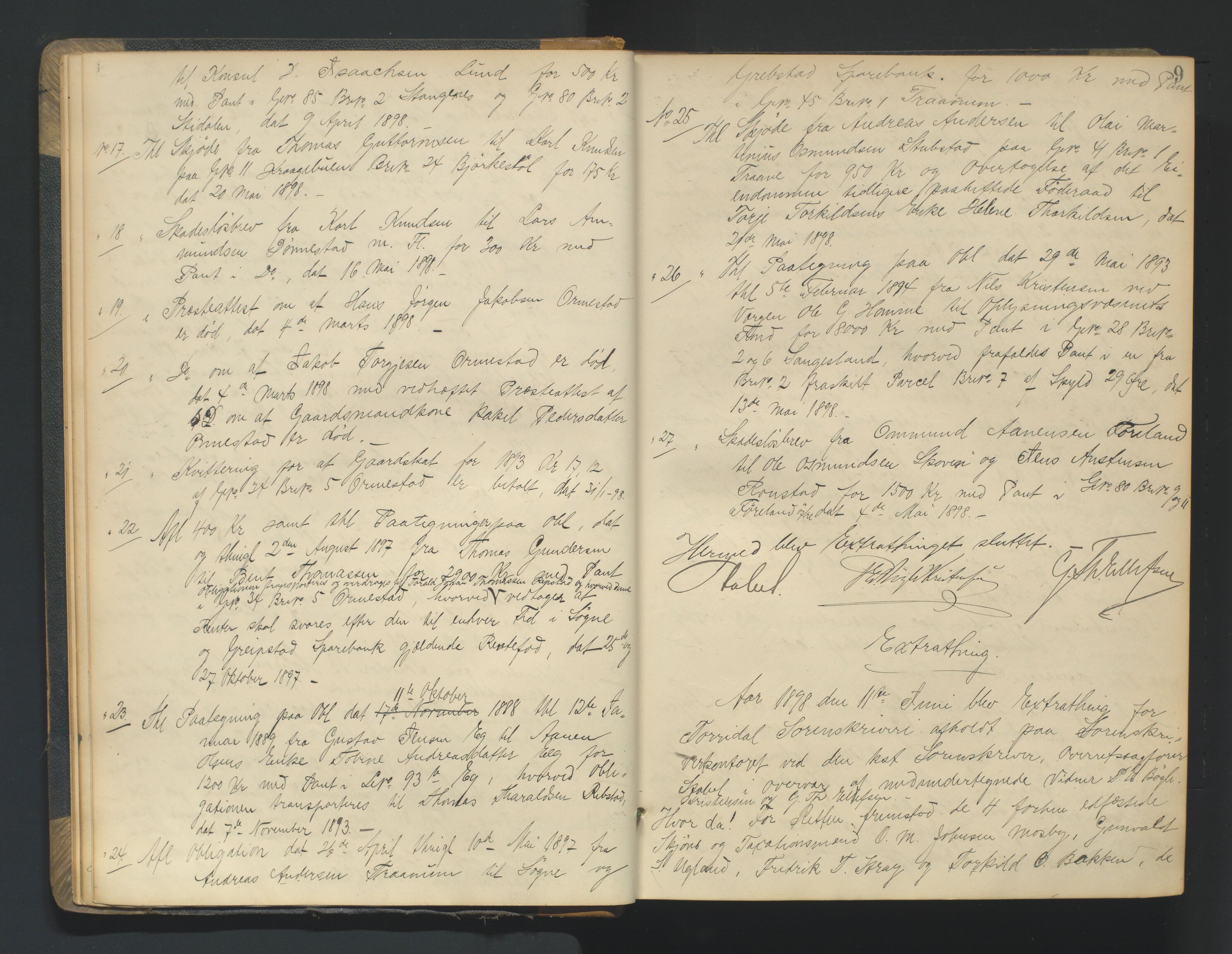 Torridal sorenskriveri, AV/SAK-1221-0012/F/Fa/L0006: Tingbok nr. 6, 1898-1901, p. 8b-9a