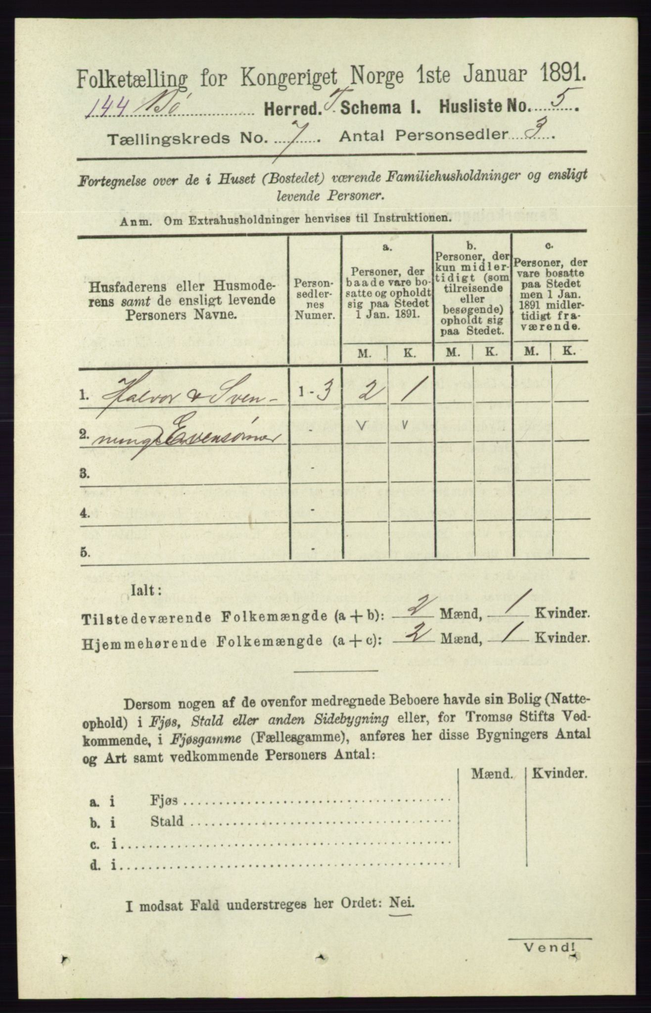 RA, 1891 census for 0821 Bø, 1891, p. 2147