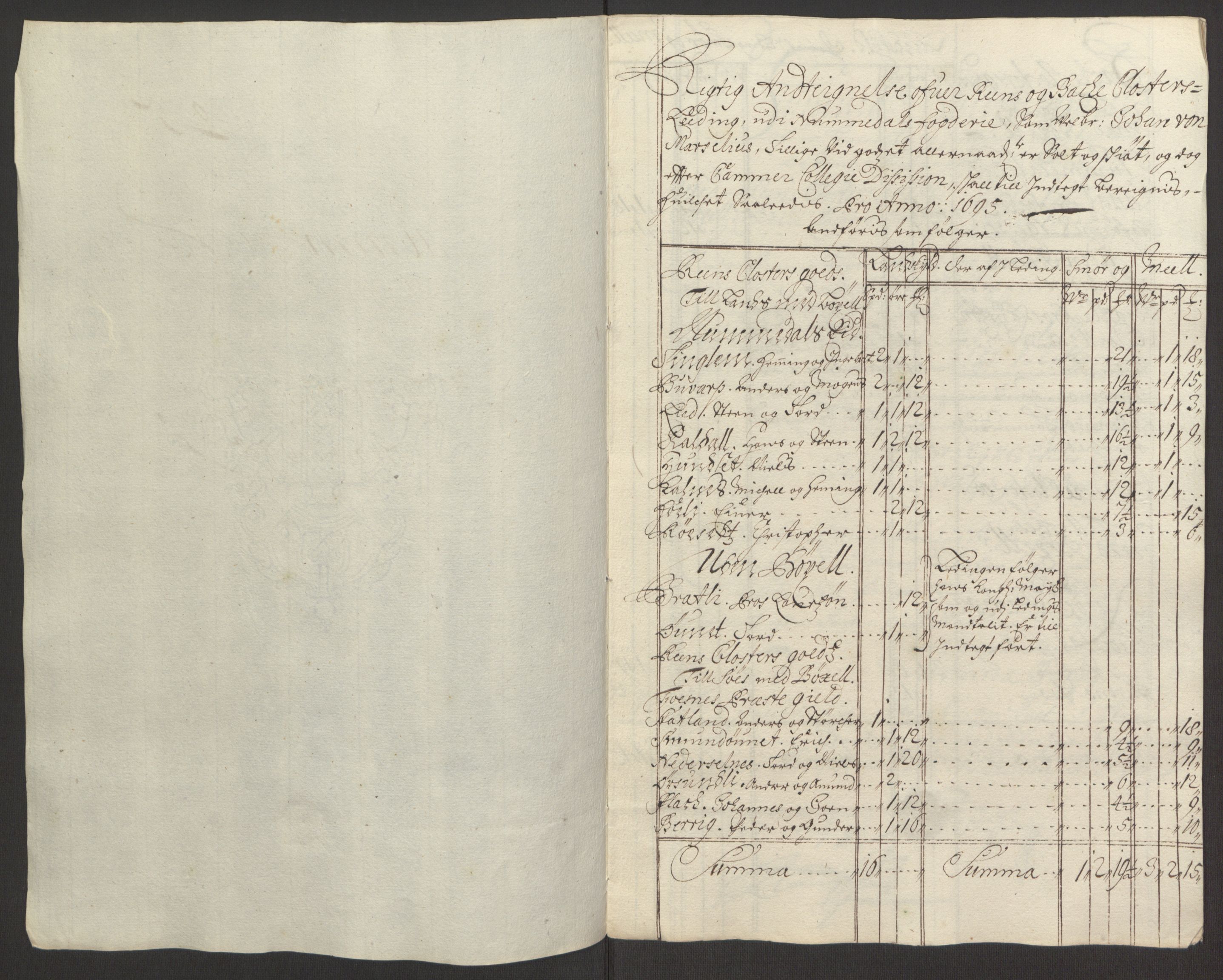 Rentekammeret inntil 1814, Reviderte regnskaper, Fogderegnskap, AV/RA-EA-4092/R64/L4424: Fogderegnskap Namdal, 1692-1695, p. 523