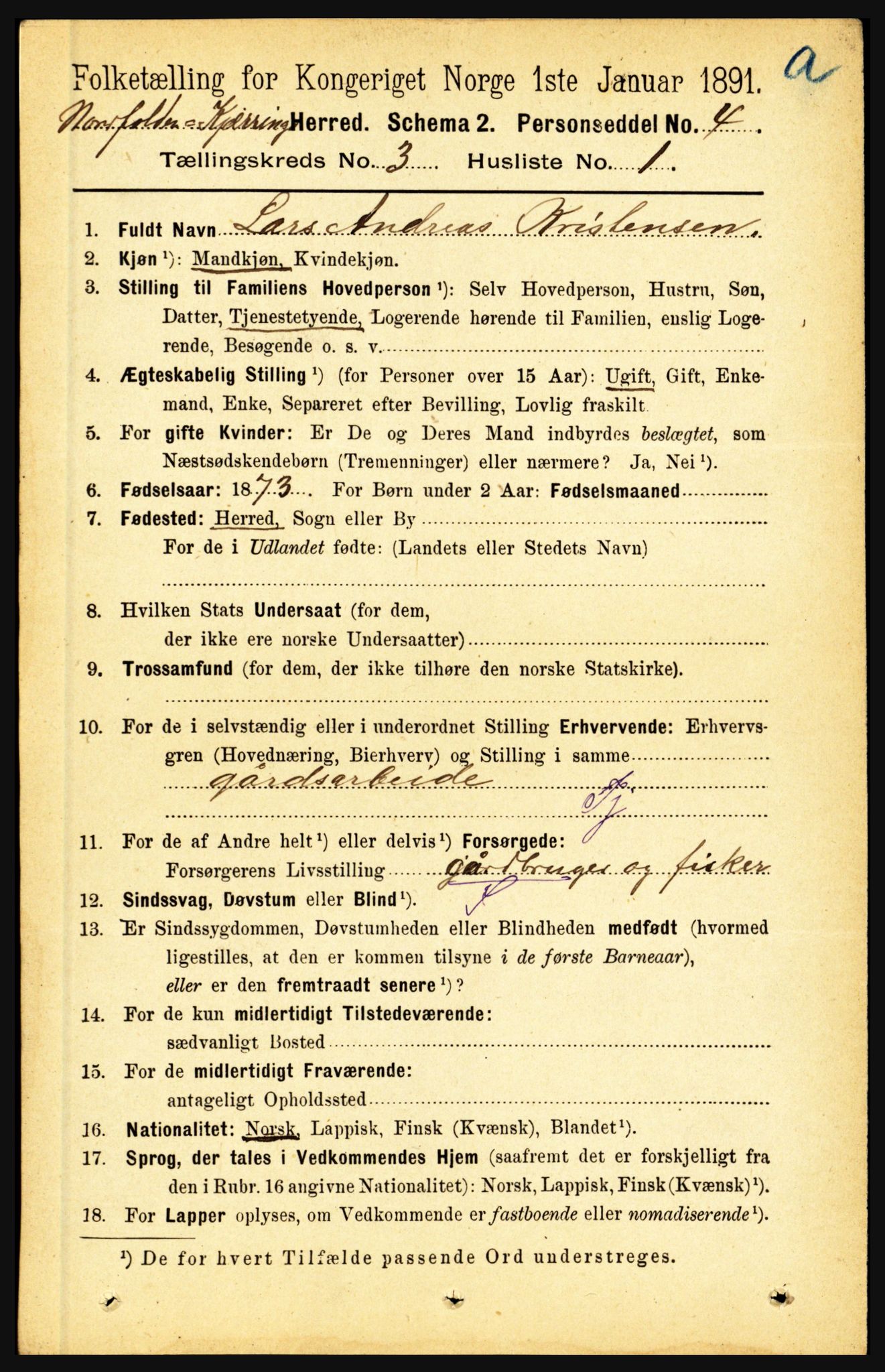 RA, 1891 census for 1846 Nordfold-Kjerringøy, 1891, p. 722