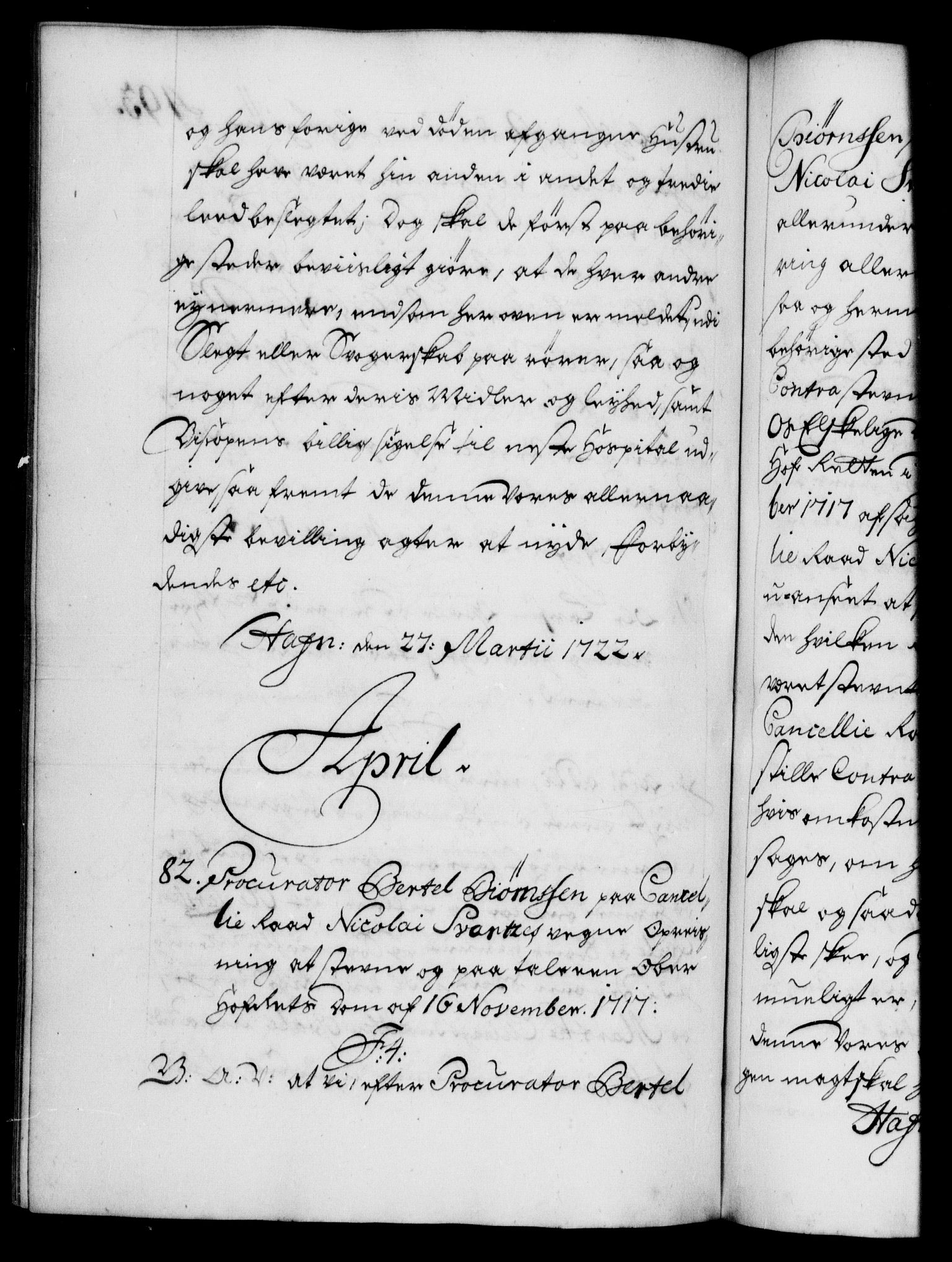 Danske Kanselli 1572-1799, RA/EA-3023/F/Fc/Fca/Fcaa/L0023: Norske registre, 1720-1722, p. 493b