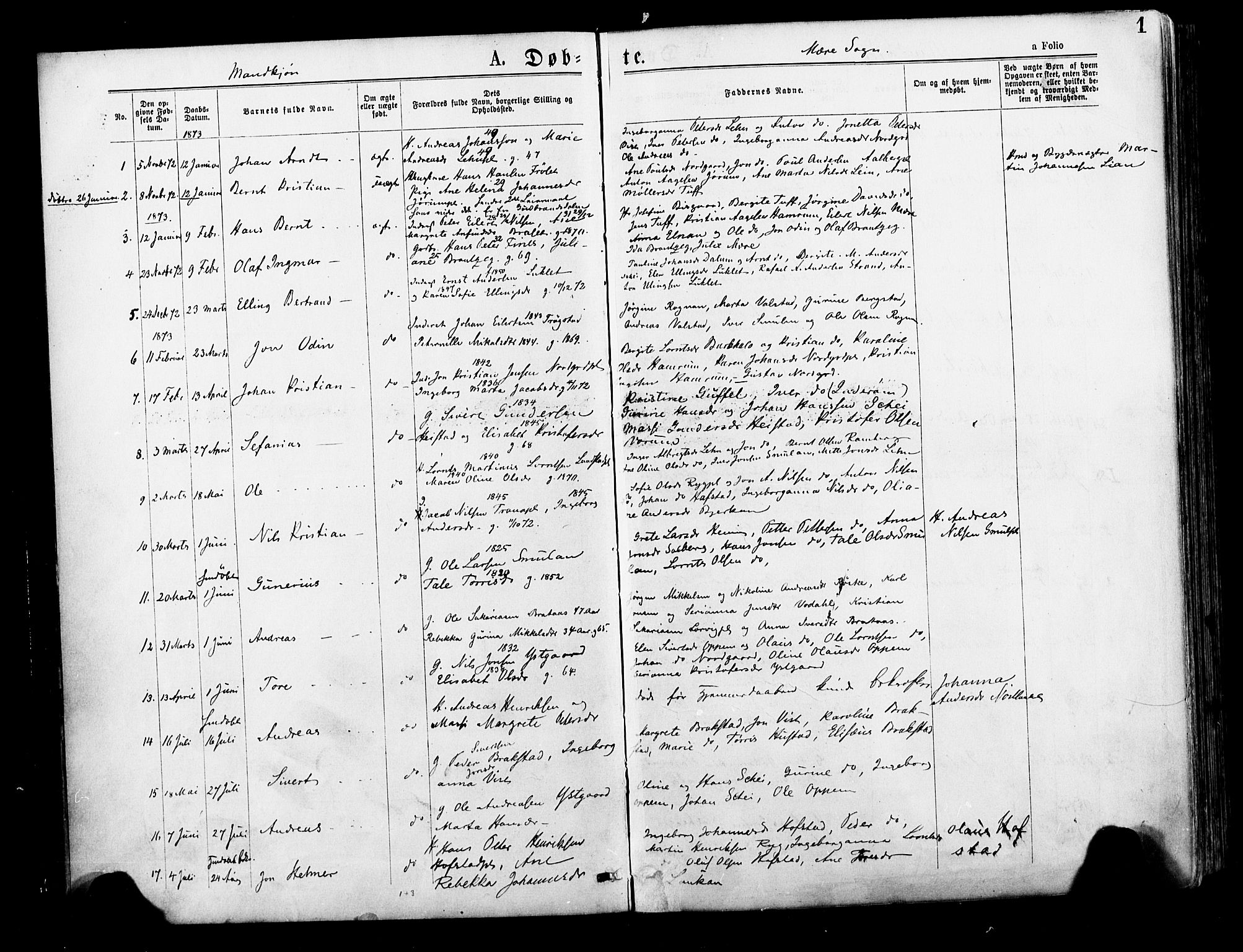 Ministerialprotokoller, klokkerbøker og fødselsregistre - Nord-Trøndelag, SAT/A-1458/735/L0348: Parish register (official) no. 735A09 /1, 1873-1883, p. 1